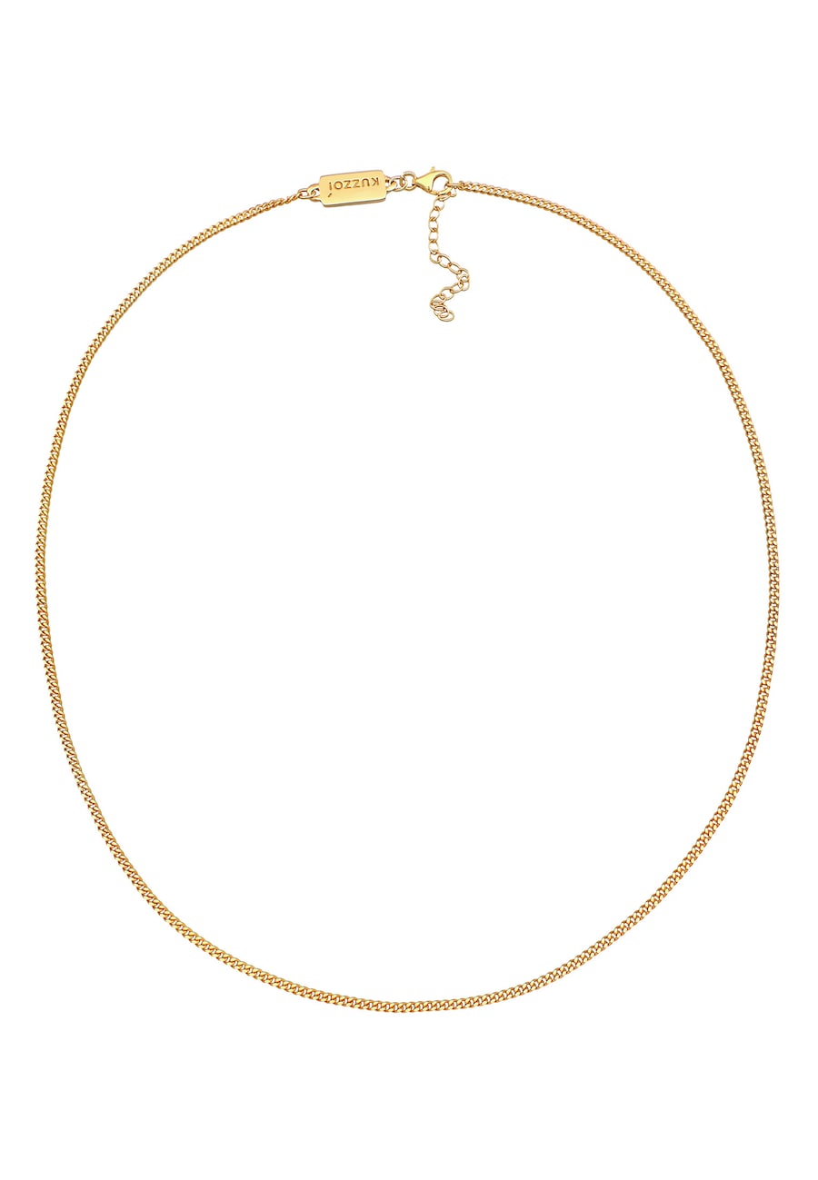 KUZZOI Herren Panzerkette Basic Fein 925 Silber Gold
