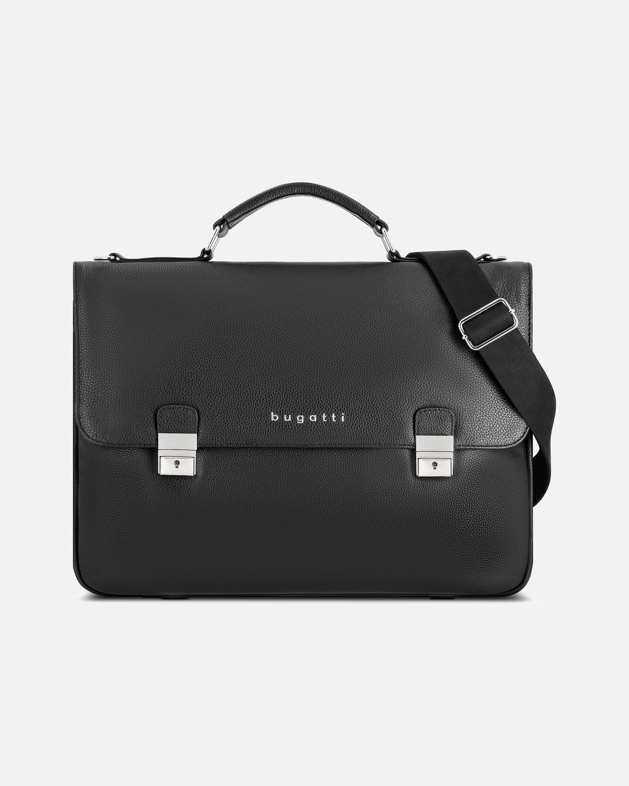 Laptoptasche für Männlich Bugatti Valencia Aktentasche Leder 38 cm Laptopfach black