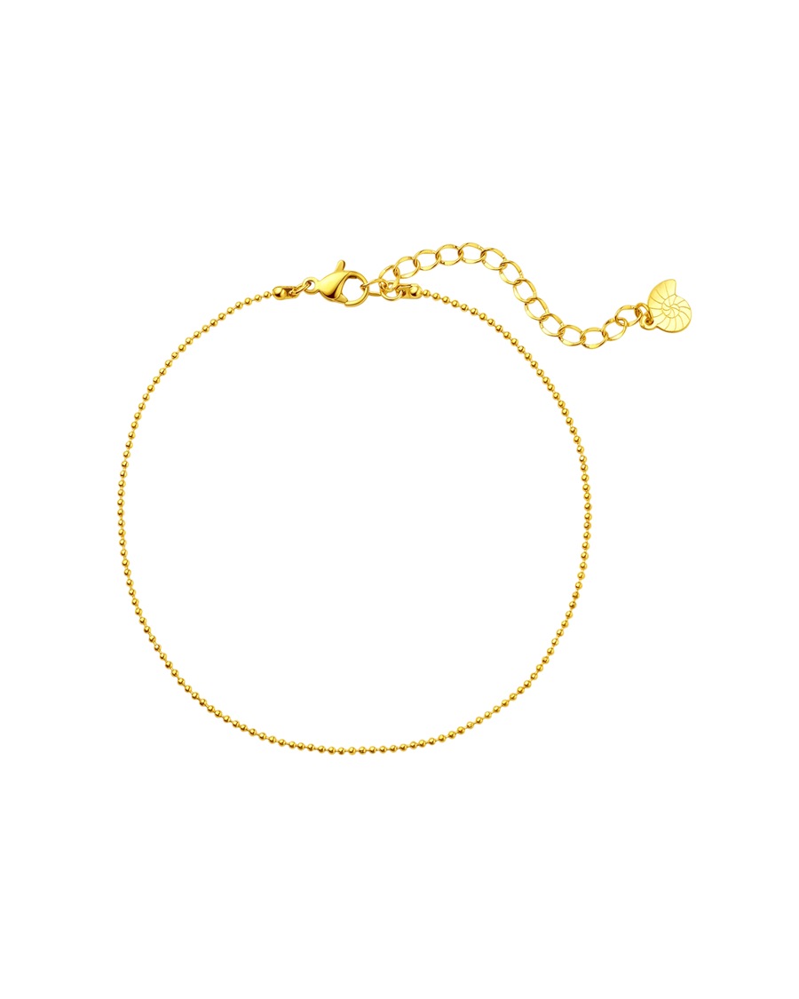 Hey Happiness Feines Kugel-Fußkettchen, aus Edelstahl Gold Damen