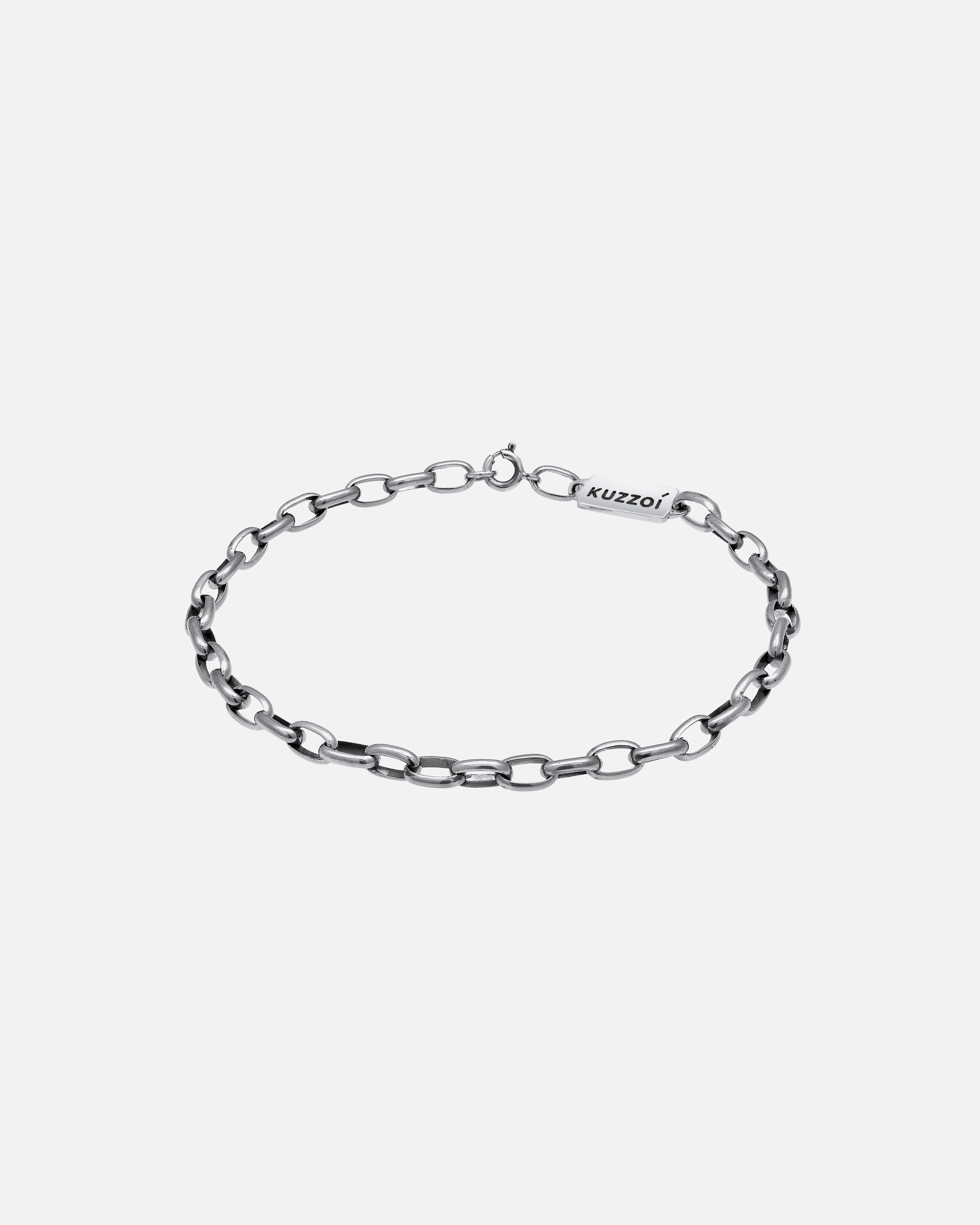 Armband für Männlich KUZZOI Herren Gliederkette Oval Massiv Basic 925 Silber 21