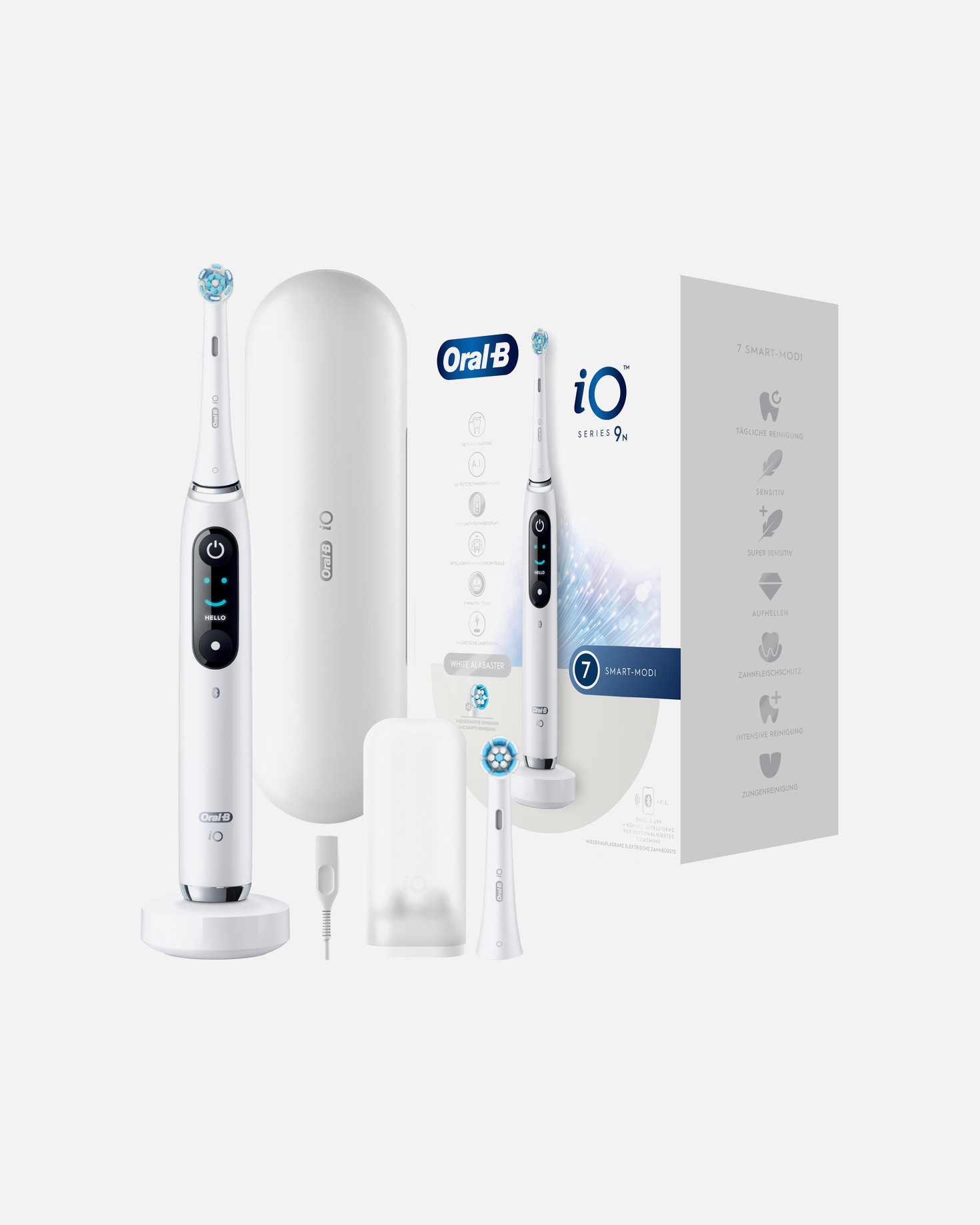 Elektrische Zahnbürste für Unisex Oral-B iO 9 in Weiß + Lade-Reiseetui 1 Stück