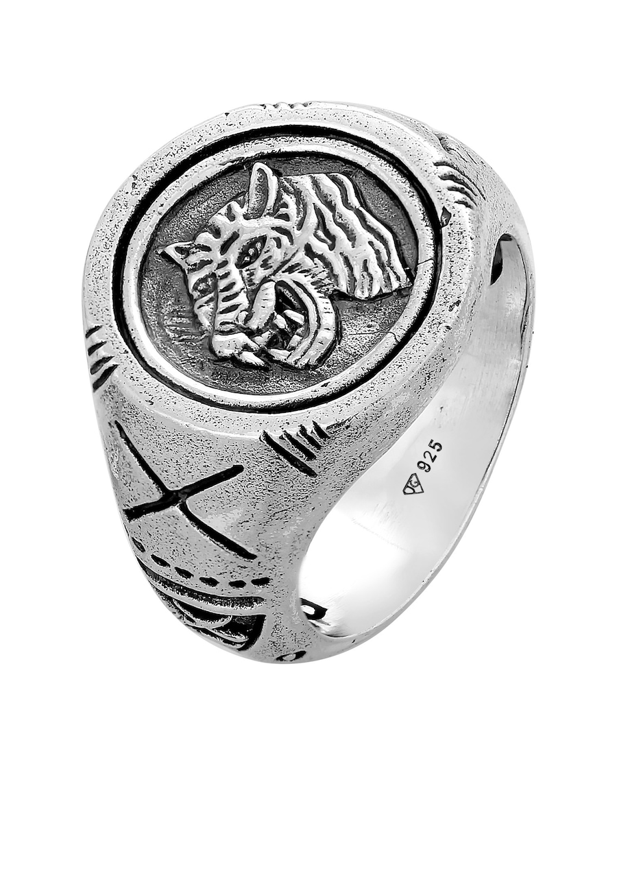Haze & Glory Siegelring - Tiger 925 Silber 66 Herren