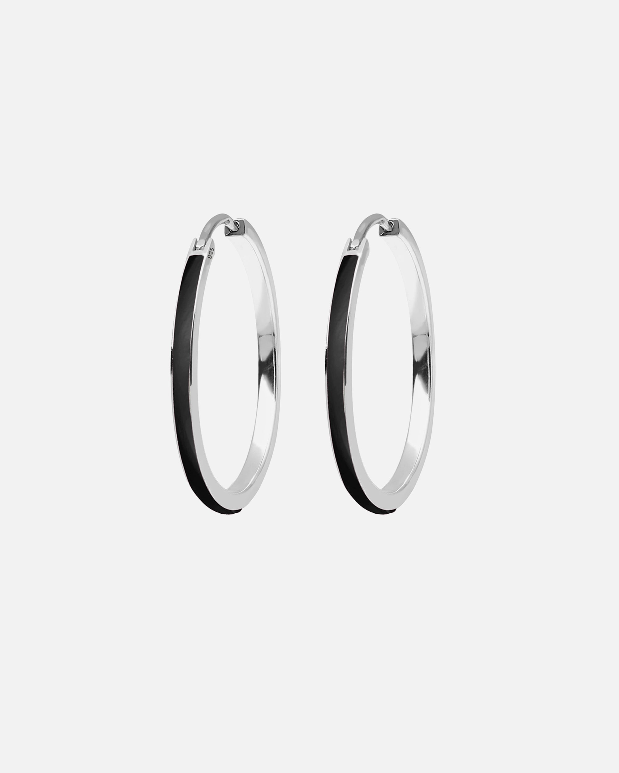 Ohrringe für Weiblich Elli Creolen Klassisch Emaille 925 Sterling Silber Schwarz