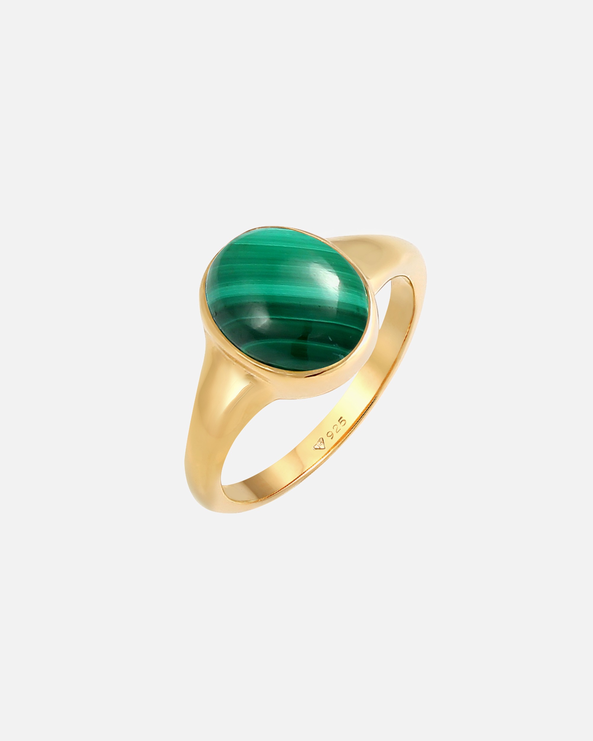 Ring für Weiblich Elli PREMIUM Elli PREMIUM Ring Siegelring Malachit Grün 925 Silber vergoldet 58