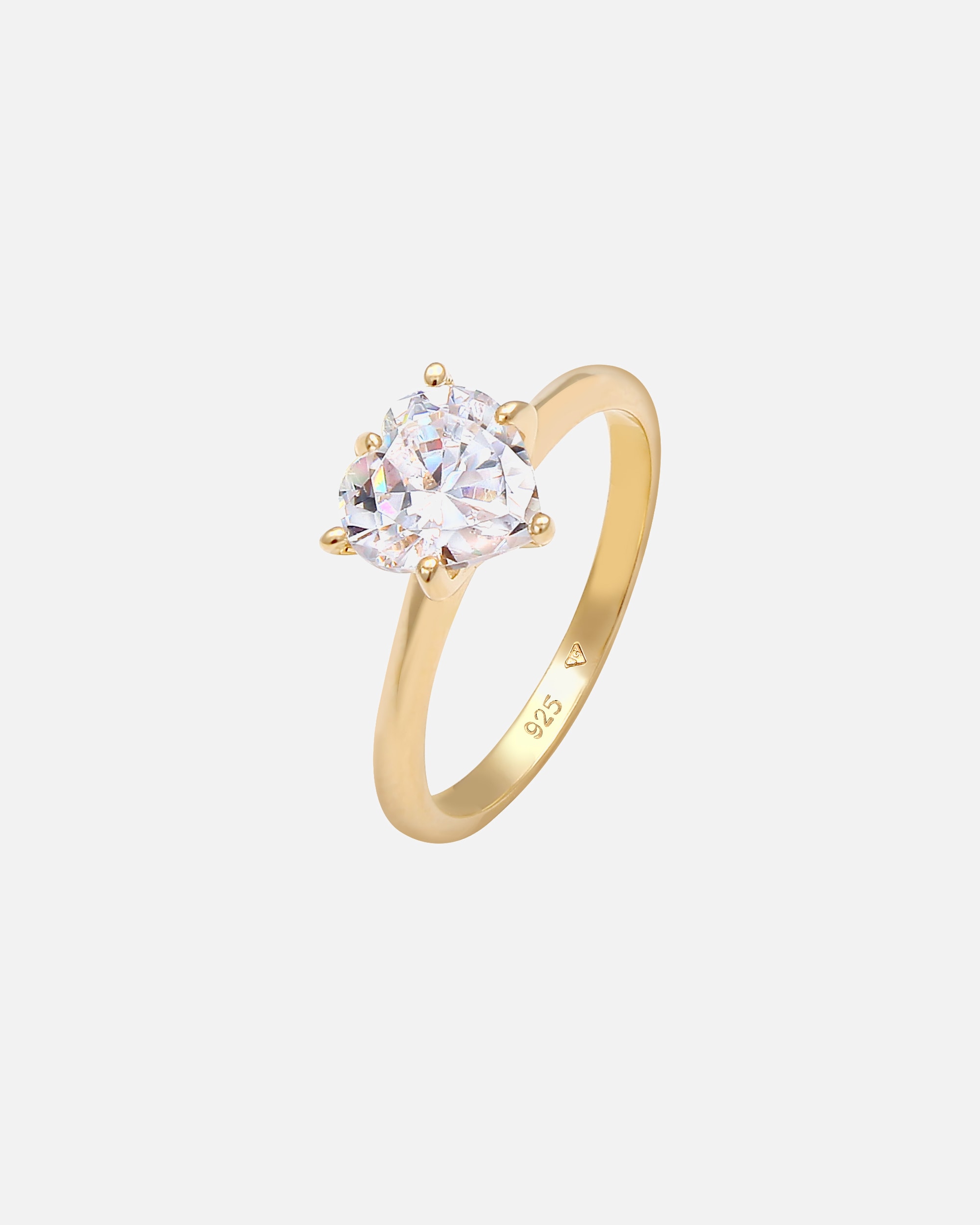 Ring für Weiblich Elli Herz Zirkonia Verlobungsring Solitär 925 Silber 52