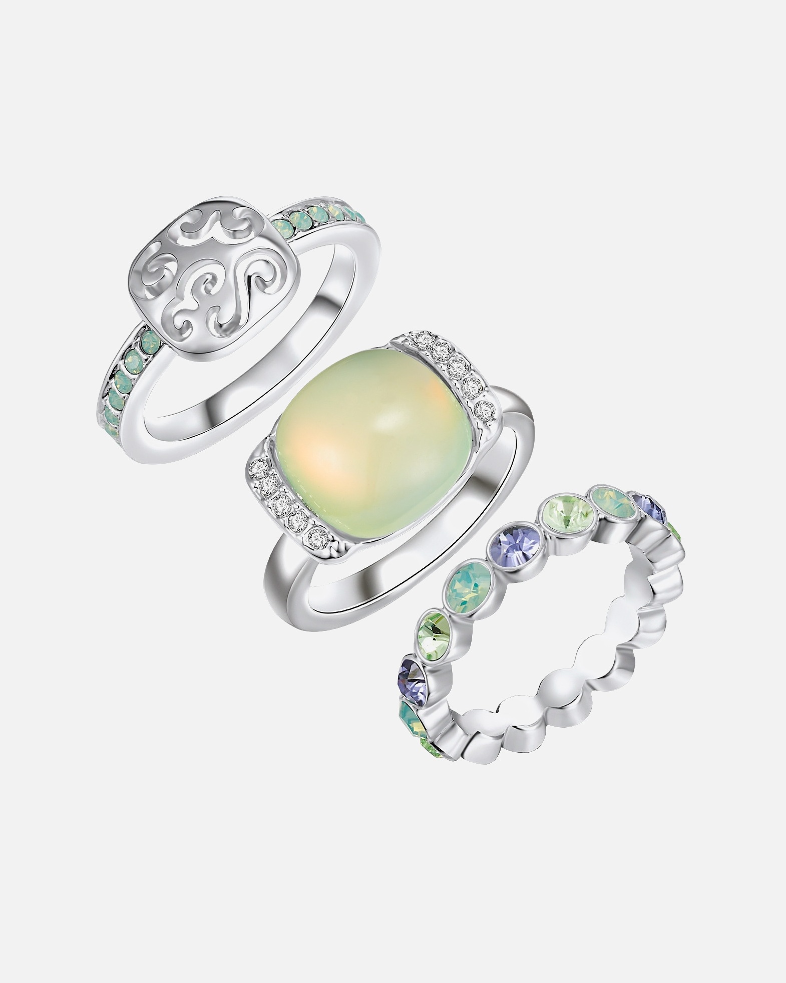 Ring für Weiblich Lulu & Jane Ring aus Metall-Legierung in Silber mit verziert mit Kristallen von Swarovski® 52