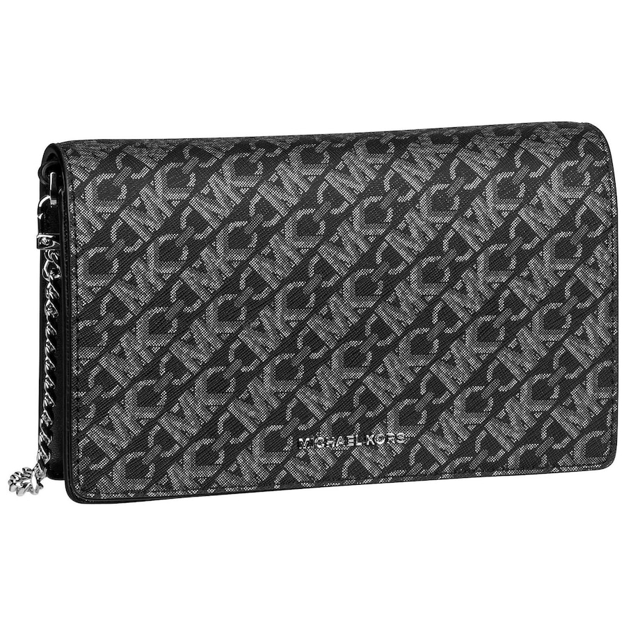 Michael Kors Handtasche Jet Set Medium Flap Chain MK SIG Black/Silver Schwarz Damen