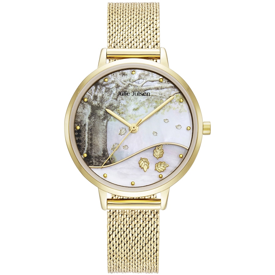 Julie Julsen Damenuhr Edelstahl Quarzwerk gelb vergoldet Weiss Damen