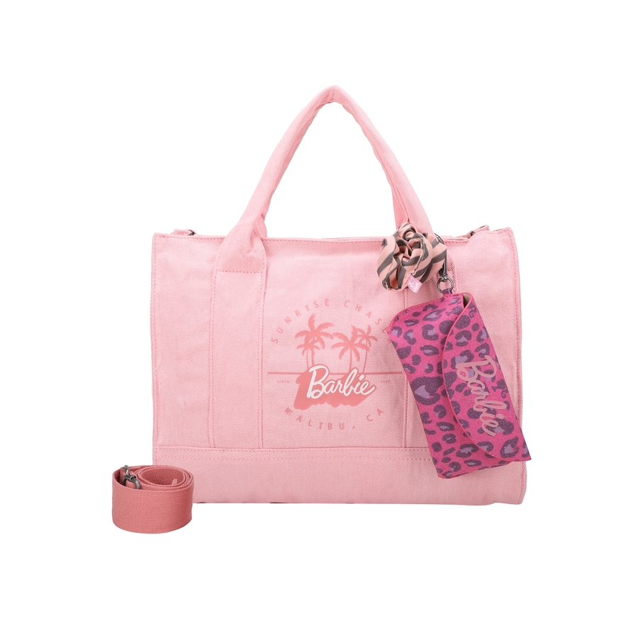Fritzi aus Preußen Shopper Tote Bag Malibu Denim Limited Barbie mit abnehmbarem Haarband pink Silber Damen