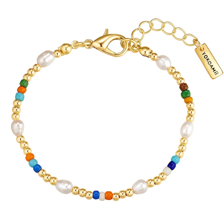 Yokoamii Armband aus Metall-Legierung in gelbgold mit Süßwasser-Zuchtperle 19,0 cm Basislänge + 3,0 Verlängerung Damen