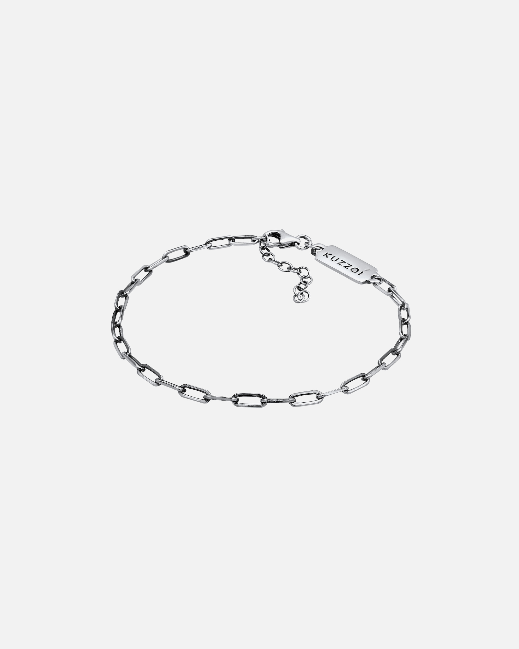 Armband für Männlich KUZZOI Herren Gliederkette Oval 925 Silber Schwarz