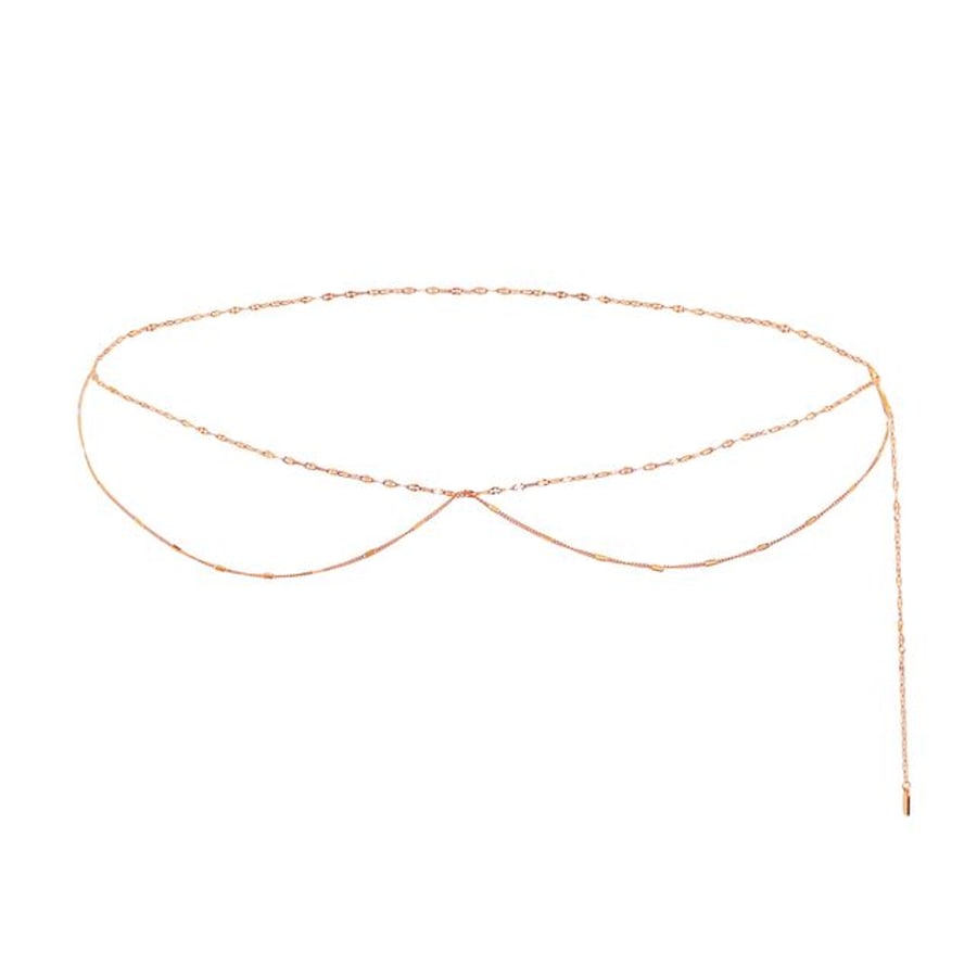 Hey Happiness Mehrlagige Rolo- und Starburst-Bauchkette – aus Edelstahl Rosegold Nude Damen