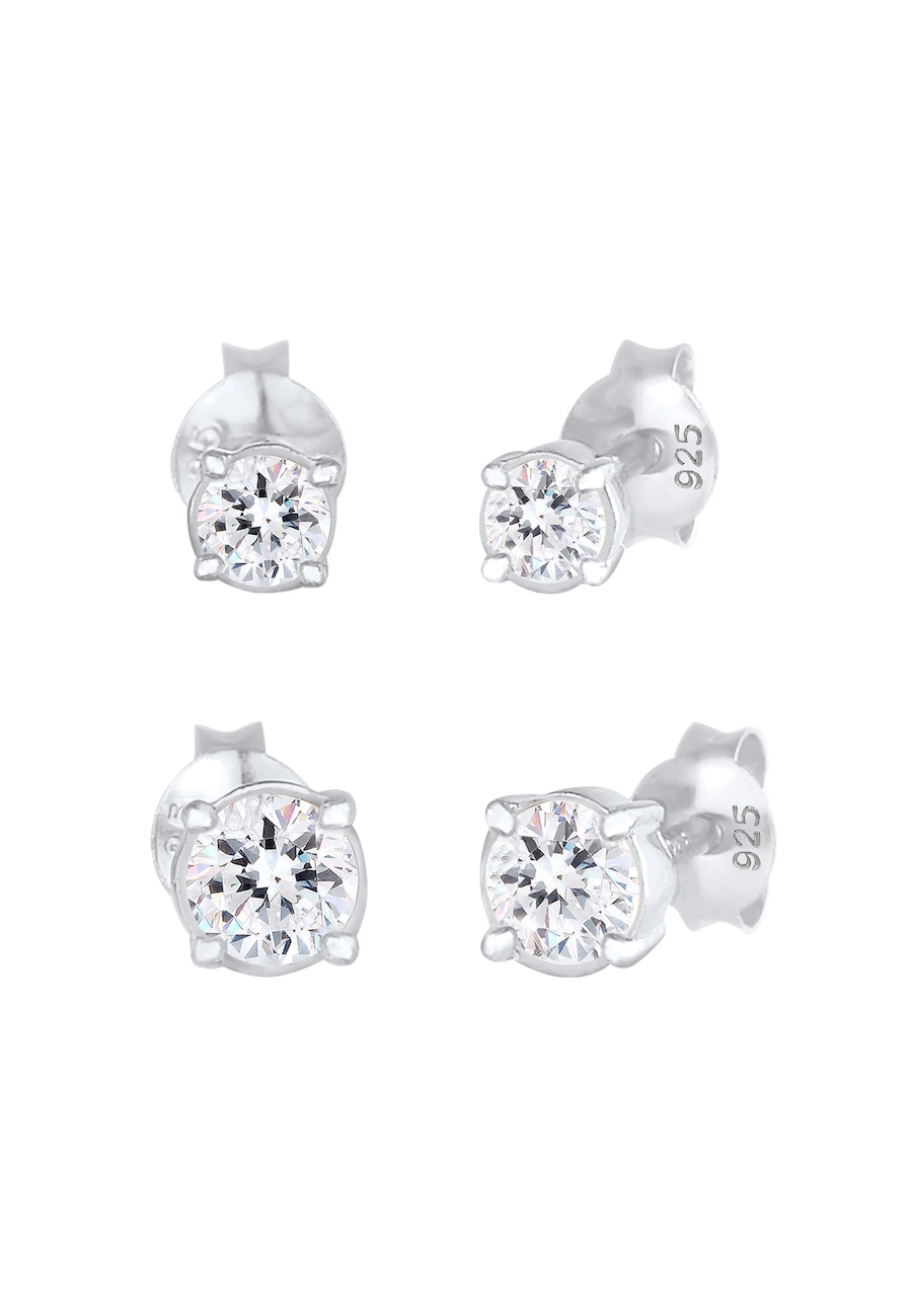 Elli Ohrstecker 2er Set 925 Sterling Silber, mit Kristallen von Swarovski silberfarben Damen