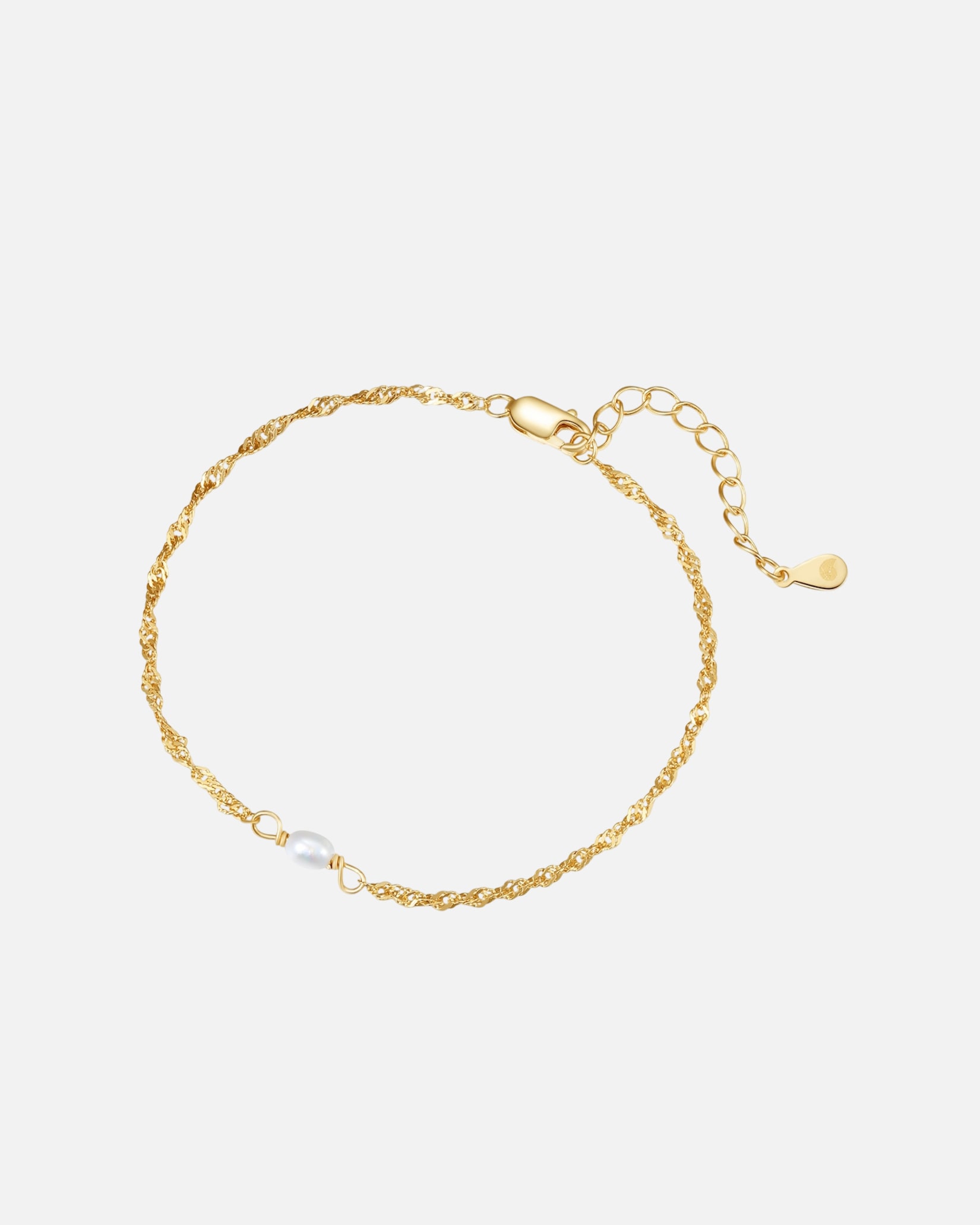 Armband für Weiblich Hey Happiness Default Brand Line Feine Armkette mit Perle, 925er Silber Gold