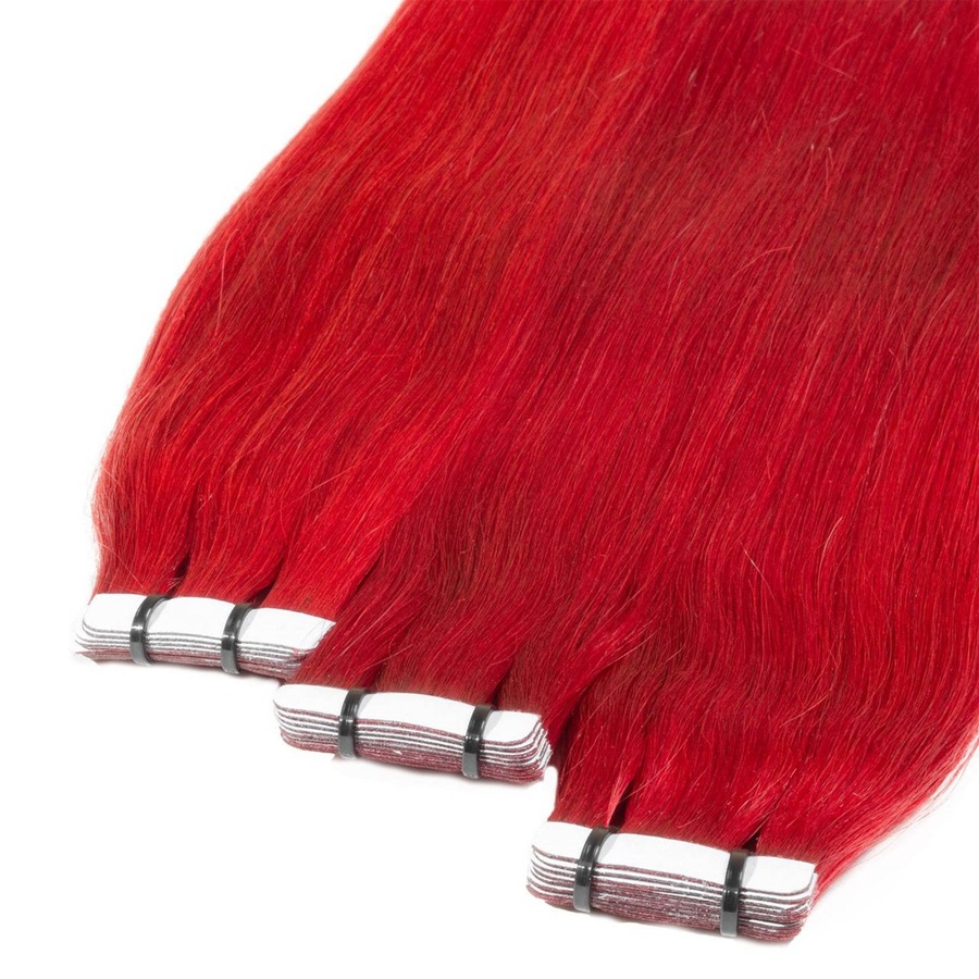 hair2heart Tape Extensions Premium Echthaar #0/44 rot intensiv 60cm Pink Damen