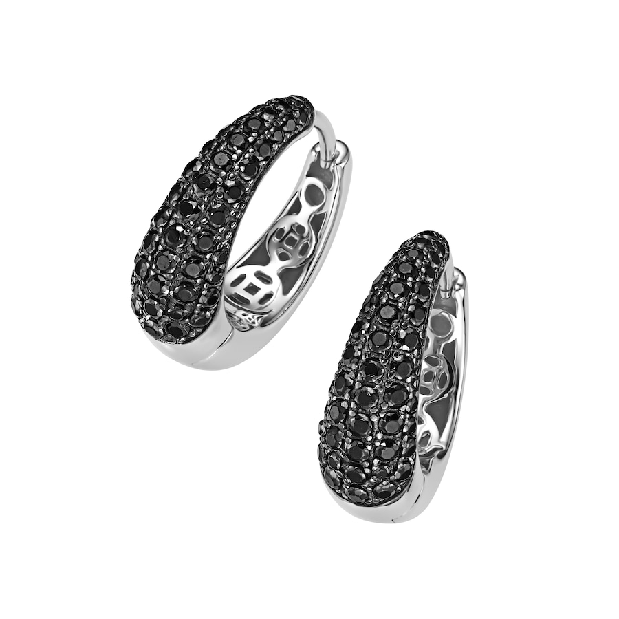 Giorgio Martello Milano Creolen mit Ziersteinen, Silber 925 Schwarz