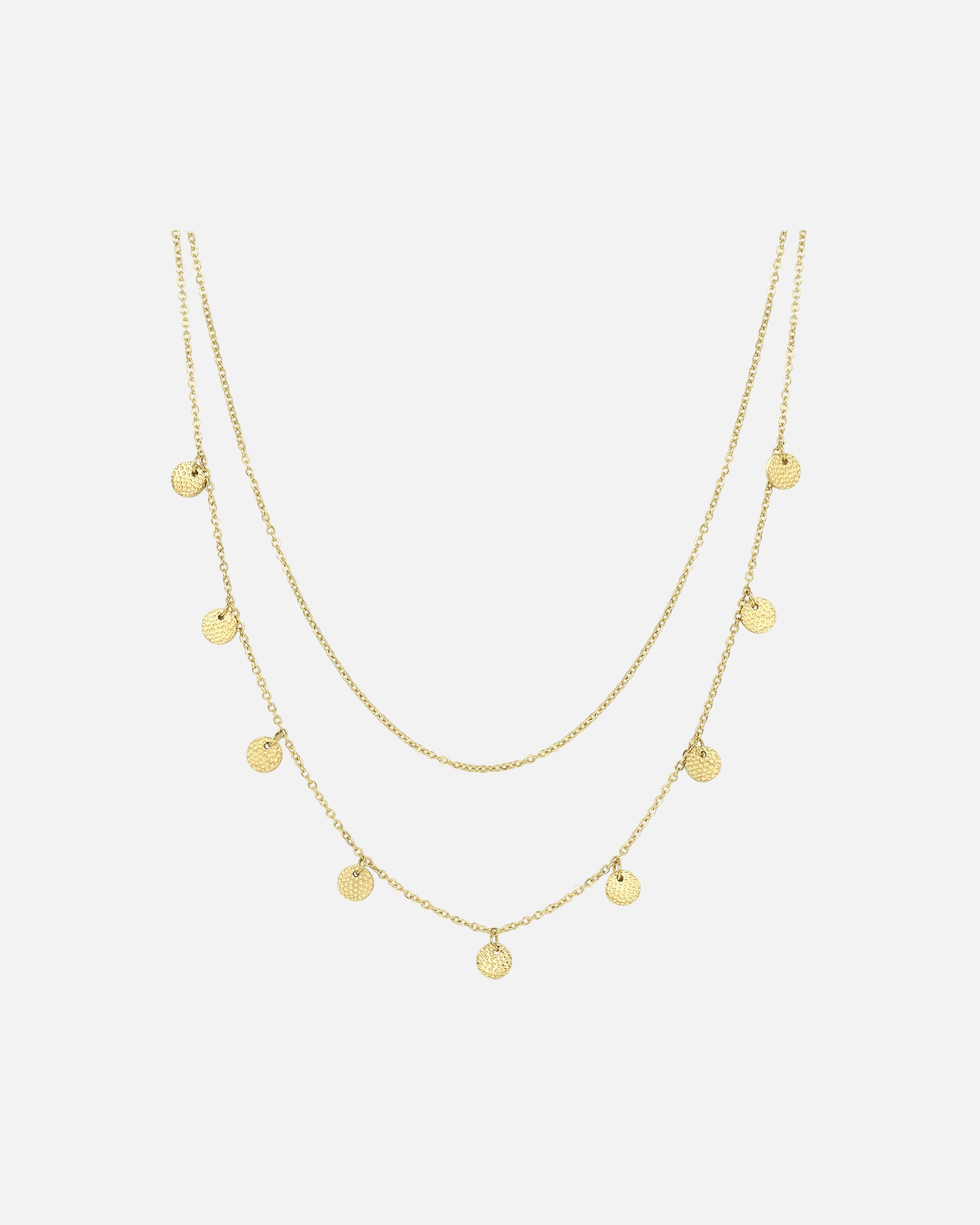 Kette für Weiblich Hey Happiness Default Brand Line Zweireihige Kette mit Plättchen aus Edelstahl Gold