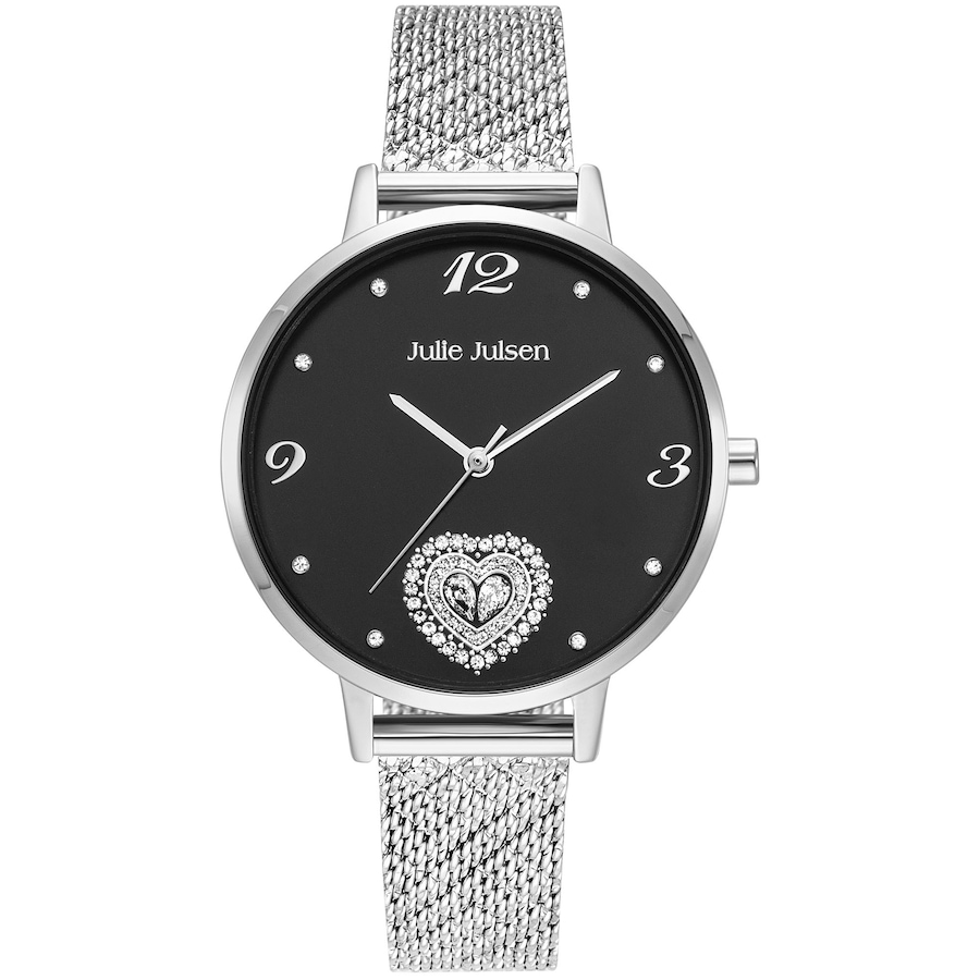 Julie Julsen Damenuhr Zirkonia Edelstahl Quarzwerk Silbergrau Weiss Damen