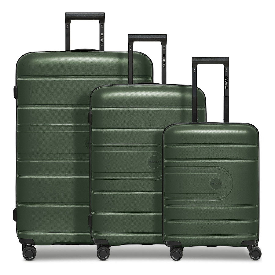 Redolz Essentials 11 4 Rollen Kofferset 3-teilig mit Dehnfalte olive Grün Herren