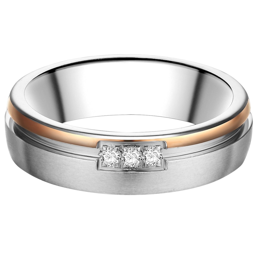 Trilani Ring aus Edelstahl in silber/roségold mit Zirkonia 52 Damen
