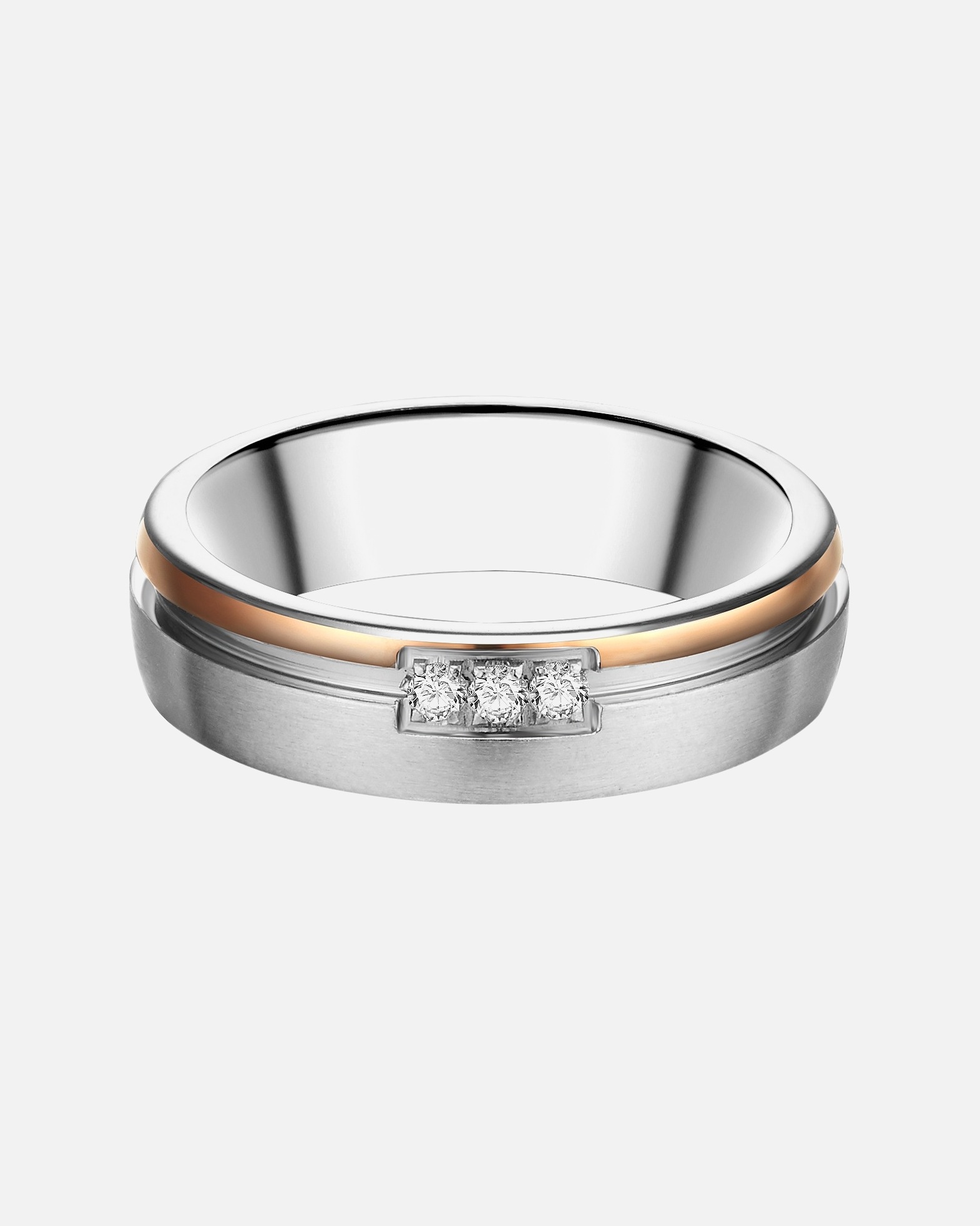 Ring für Weiblich Trilani Ring aus Edelstahl in silber/roségold mit Zirkonia 48