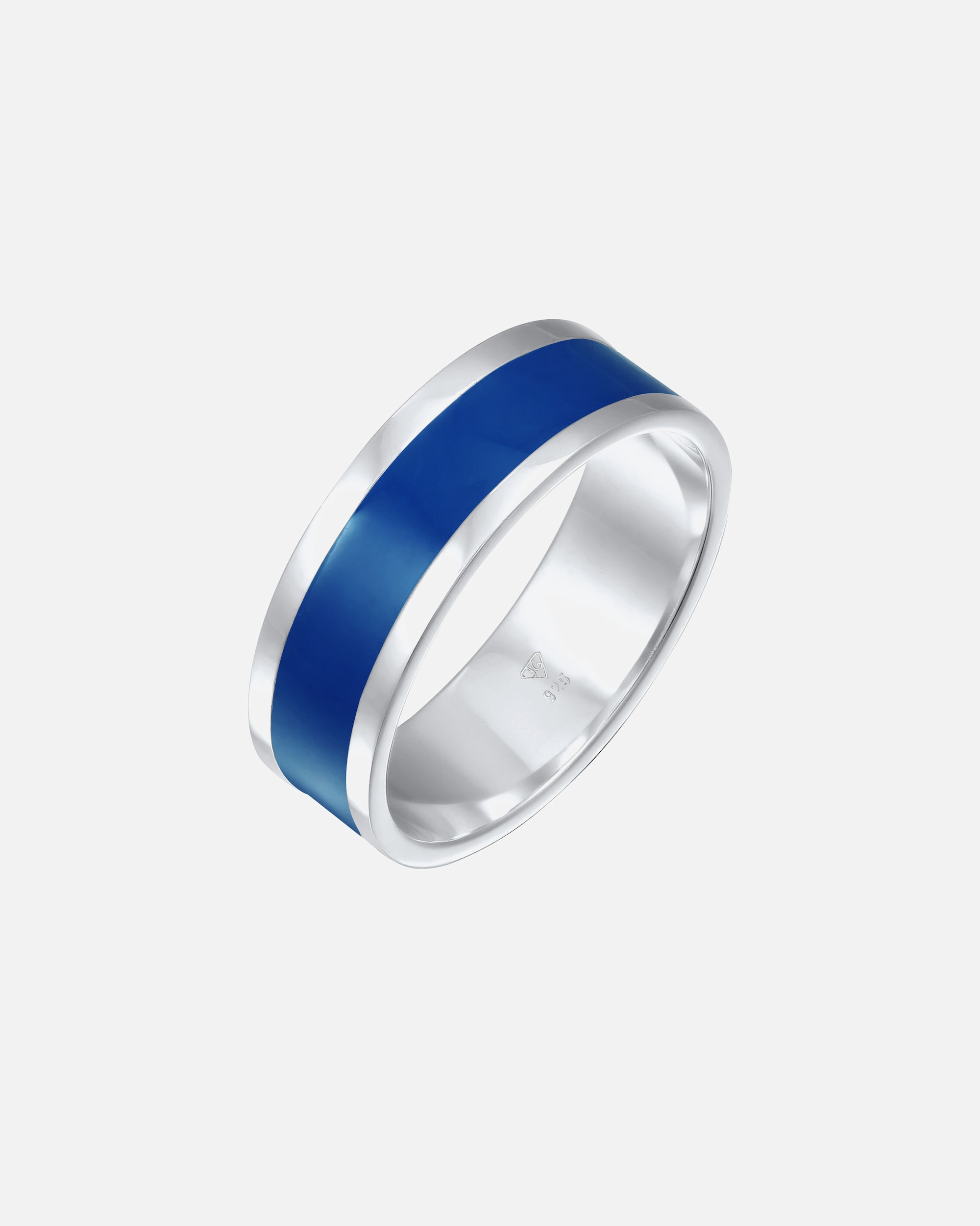 Ring für Männlich KUZZOI Herren Bandring Basic Geo Emaille Casual 925 Silber 60