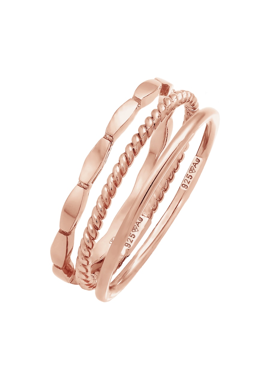 Elli Stapelringe Stacking Bandring 3er Set 925 Silber 56 Damen