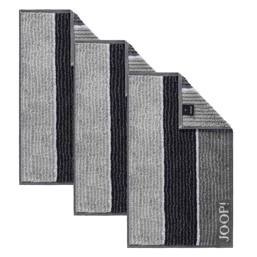 JOOP! Gästetuch 3er Pack 'Classic Frottier' Schwarz Signature Lines