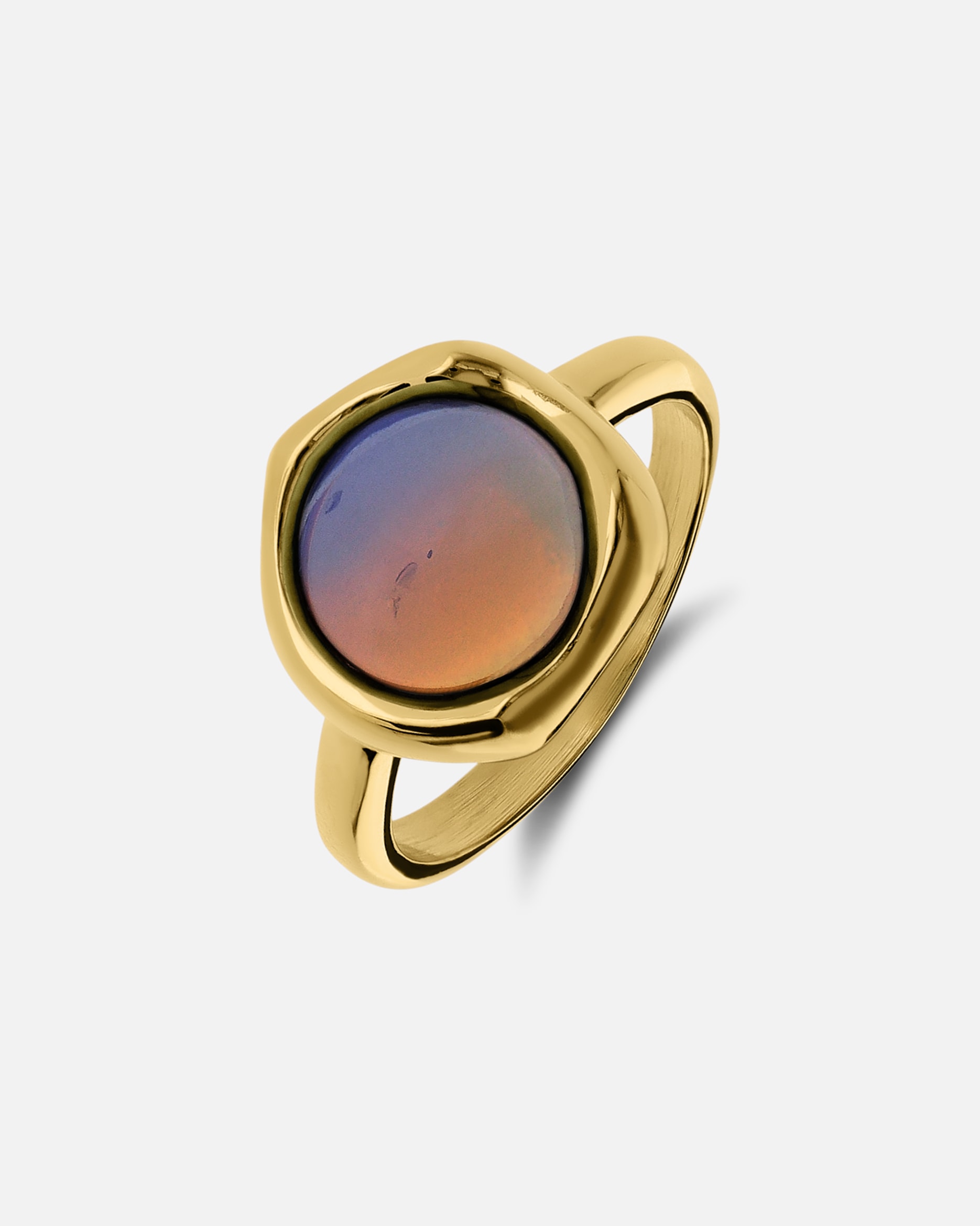 Ring für Weiblich Lucardi Ring Stahl - Gelbgold legiert Weißer Opal - 63mm