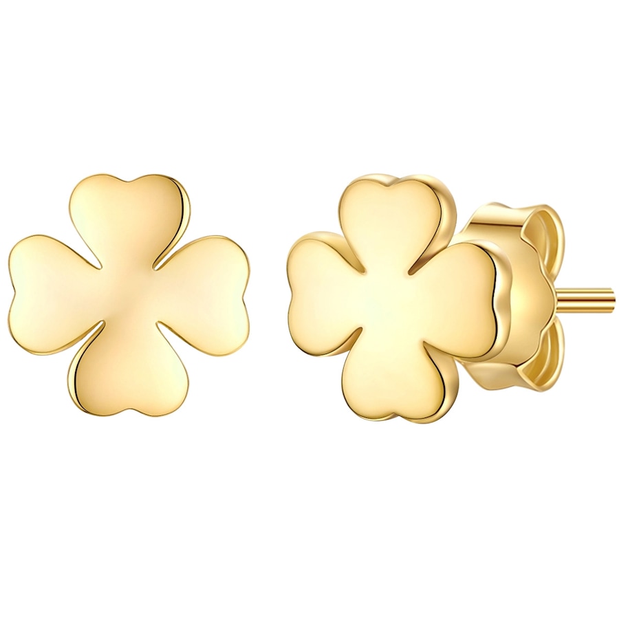 Glanzstücke München Ohrstecker Kleeblatt aus Sterling Silber in Gelbgold 5,8 mm Damen