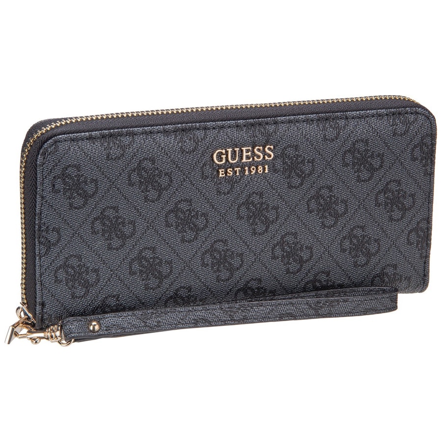 Guess Geldbörse Brenton Slg Large Zip Around Coal Logo Grau Damen