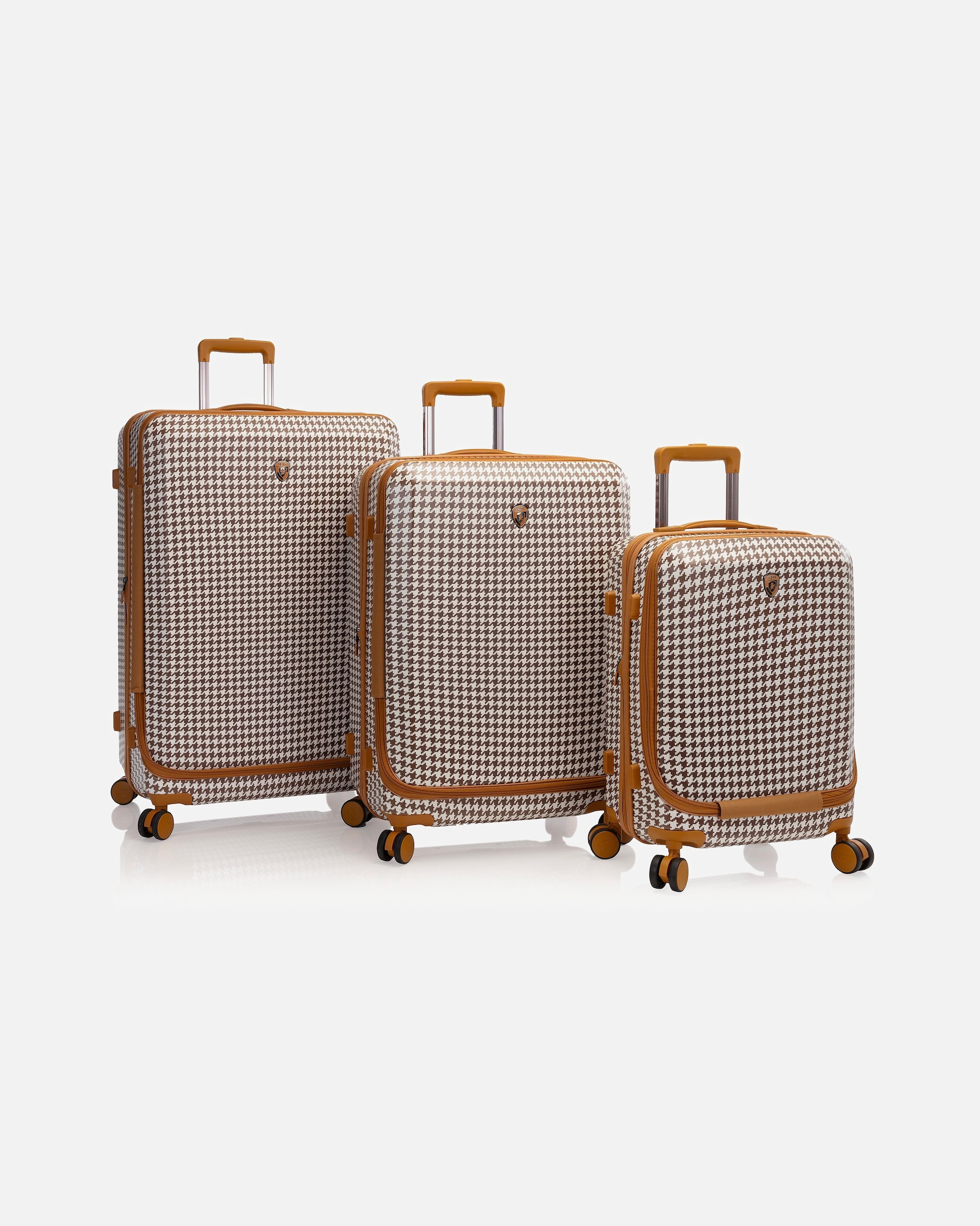 Koffer für Männlich Heys EZ Fashion 4 Rollen Kofferset 3-teilig mit Dehnfalte brown houndstooth