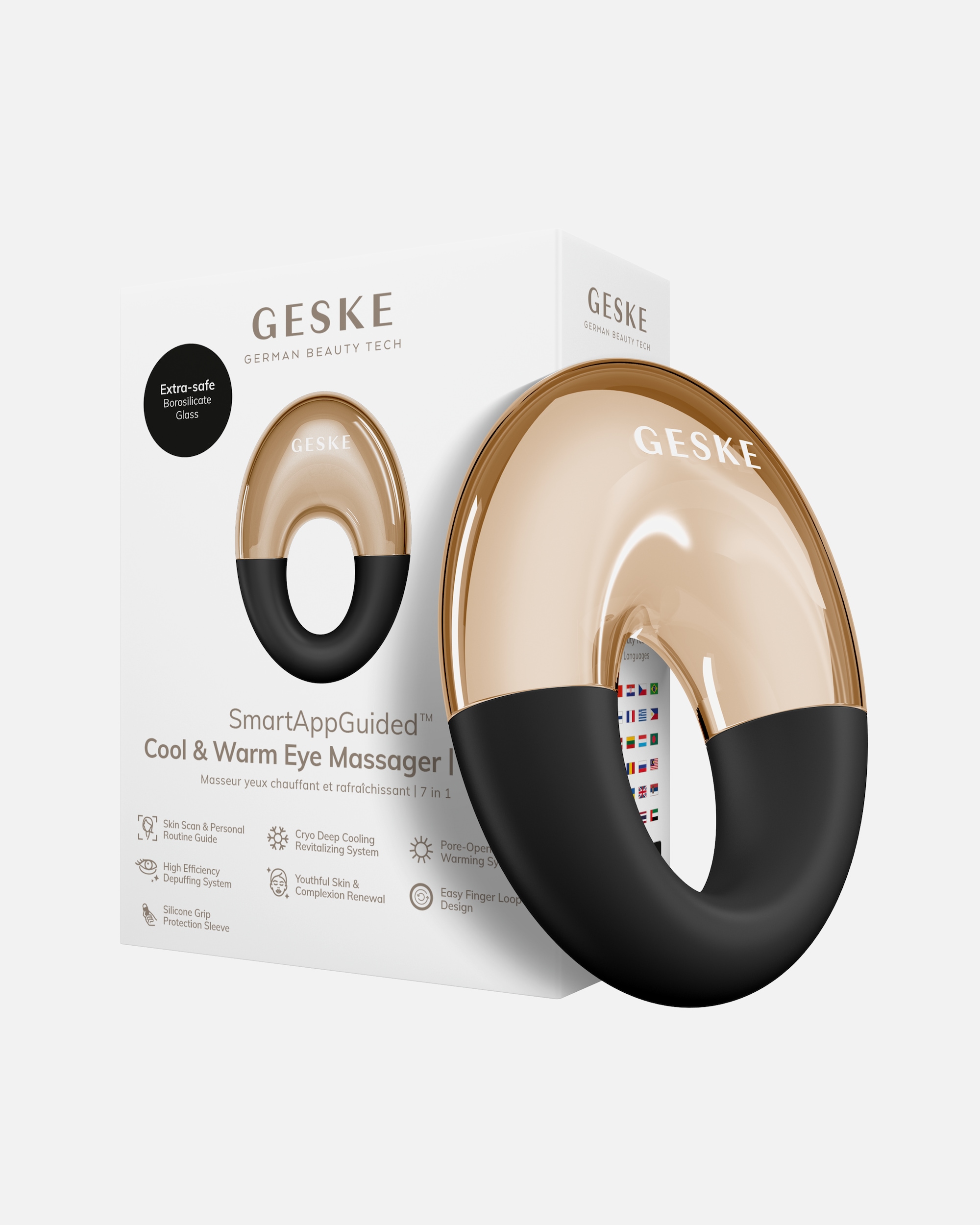 Elektrisches Gesichtsmassagegerät für Unisex GESKE GESKE SmartAppGuided™ Cool & Warm Eye Massager | 7 in 1 | Massagegerät Gray