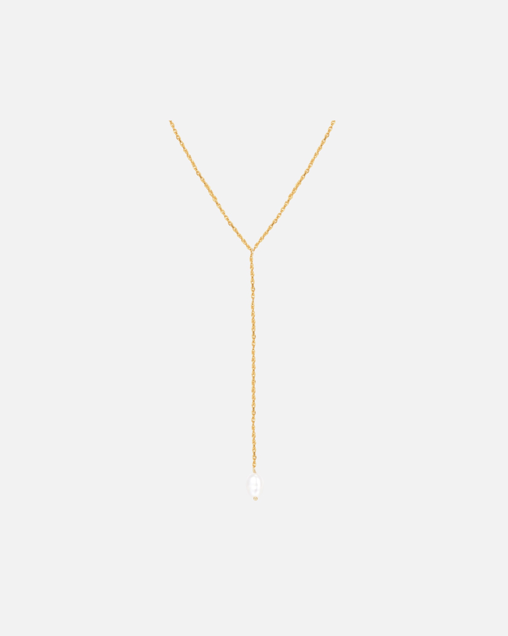 Halskette für Weiblich Hey Happiness Default Brand Line Y Kette Lariat mit Perle Anhänger 925 Sterlingsilber Gold