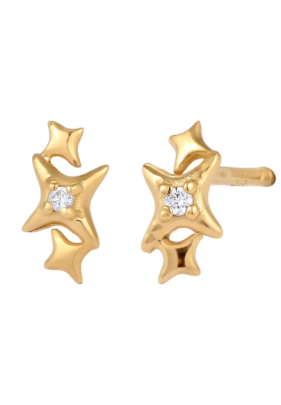 Elli Ohrstecker Stern Zirkonia Weiß 925 Sterling Silver goldfarben Damen