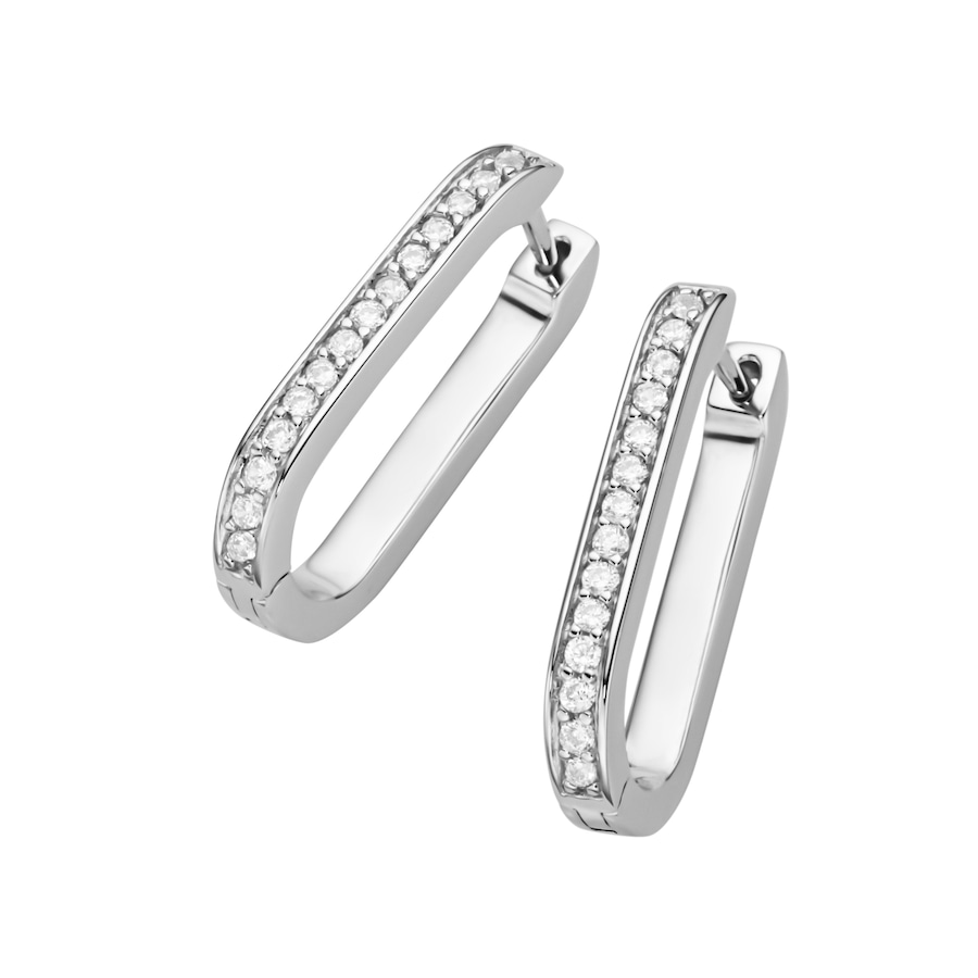 Giorgio Martello Milano Klappcreolen ovale Form, mit Zirkonia, Silber 925 Damen