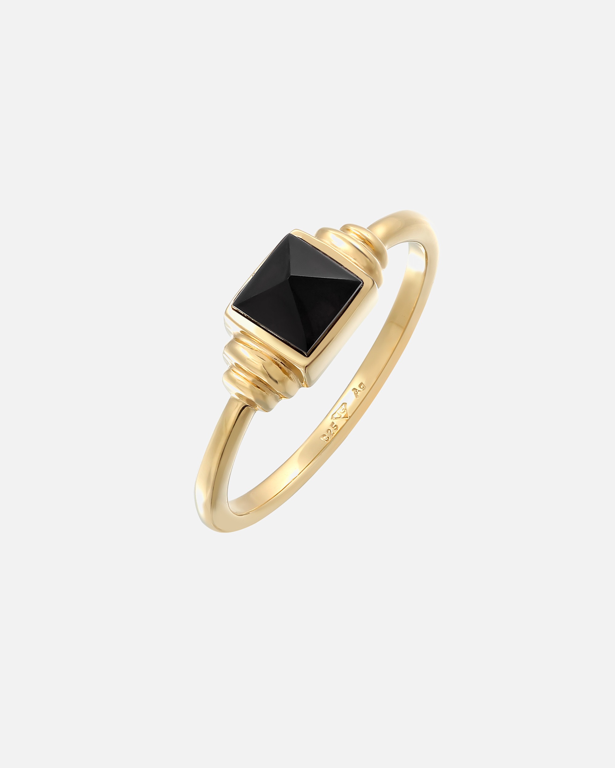 Ring für Weiblich Elli PREMIUM Onyx Quadrat Vintage 925 Silber 54