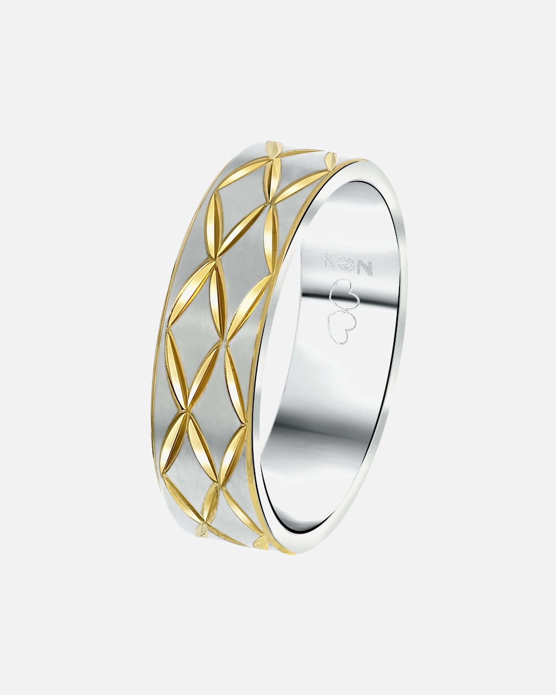 Ring für Männlich Lucardi Ringe 'Capri' Stahl - silbern-goldfarbig 58mm