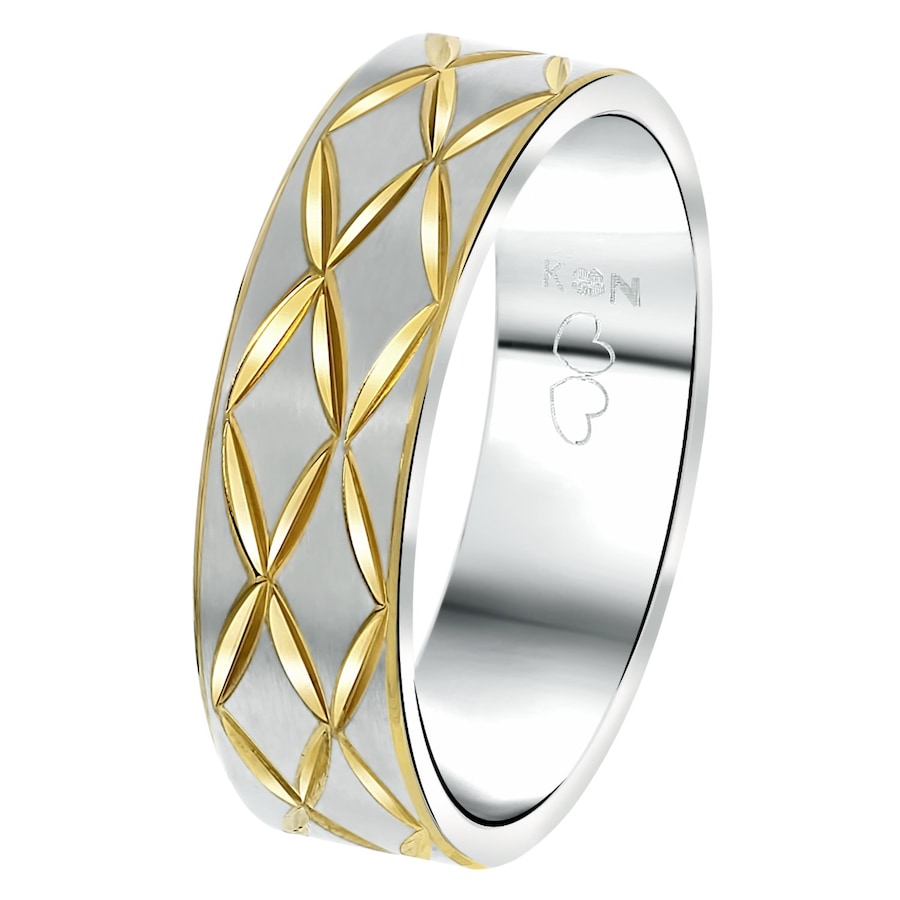 Lucardi Ringe 'Capri' Stahl - silbern-goldfarbig 58mm Herren
