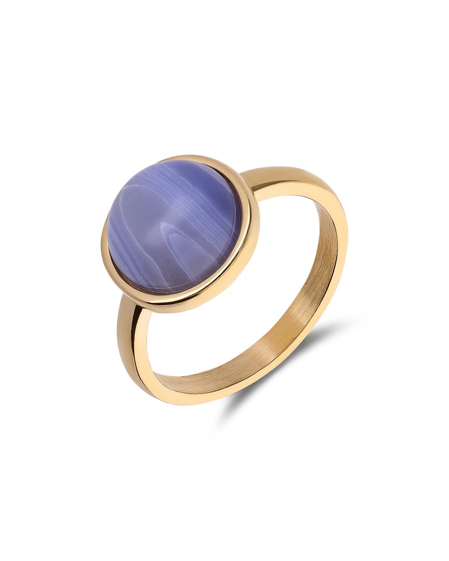 Lucardi Ring Stahl - Gelbgold legiert Blau 53mm Damen