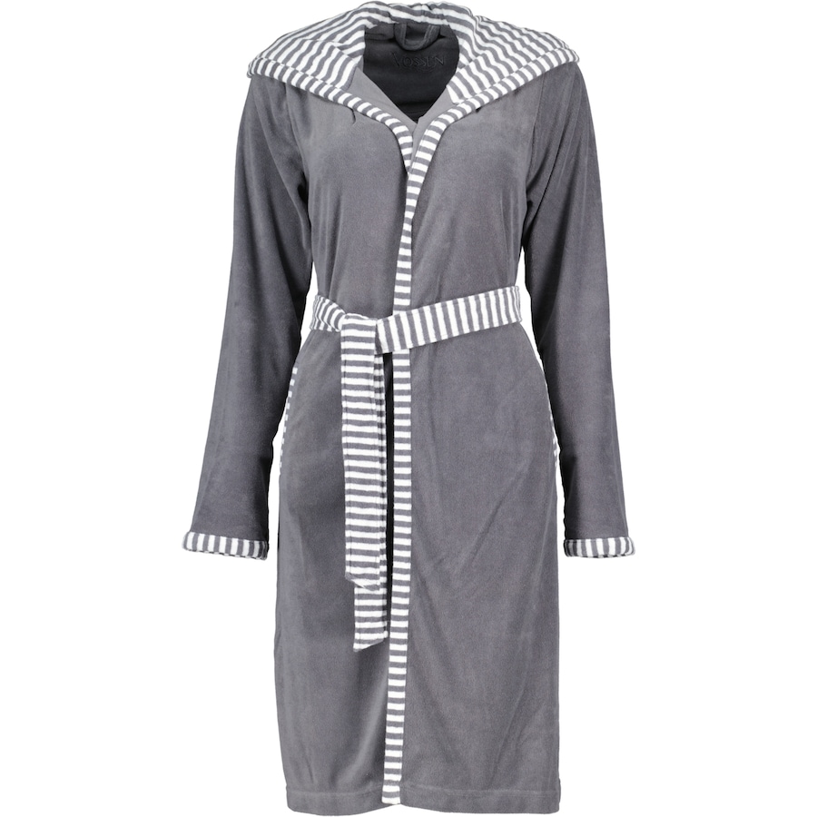 Vossen Bademäntel Damen Kurzmantel mit Kapuze Juno graphit - 7660 L Weiss