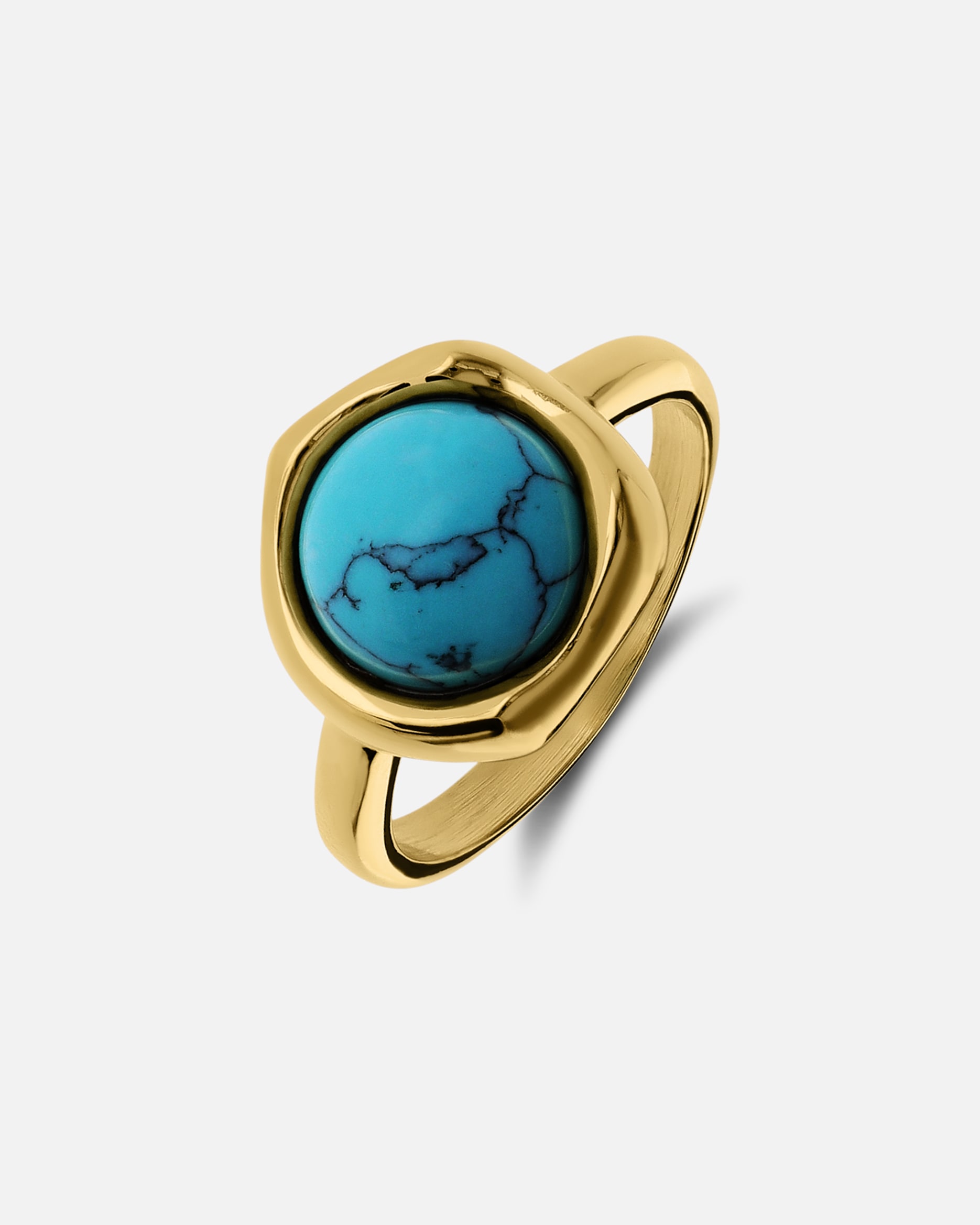 Ring für Weiblich Lucardi Ring Stahl - Gelbgold legiert Türkis - 63mm