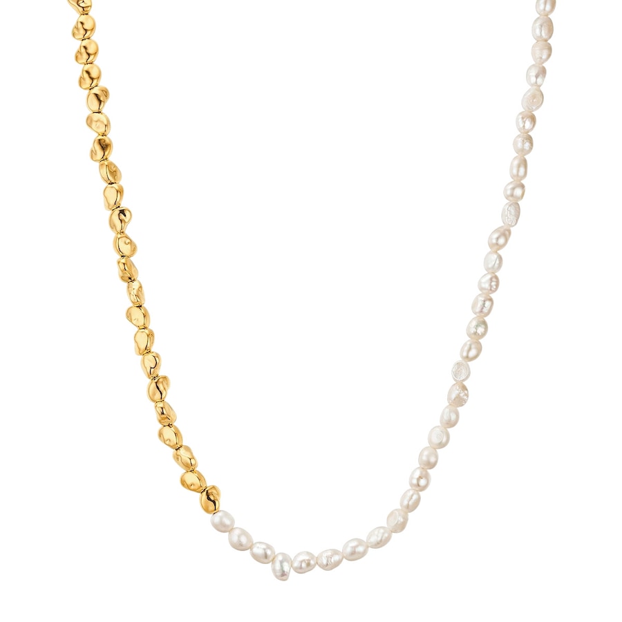 Yokoamii Halskette Metall Süßwasser-Zuchtperle in Gelbgold 43,0 cm Basiskette + 5,0 Verlängerung Damen