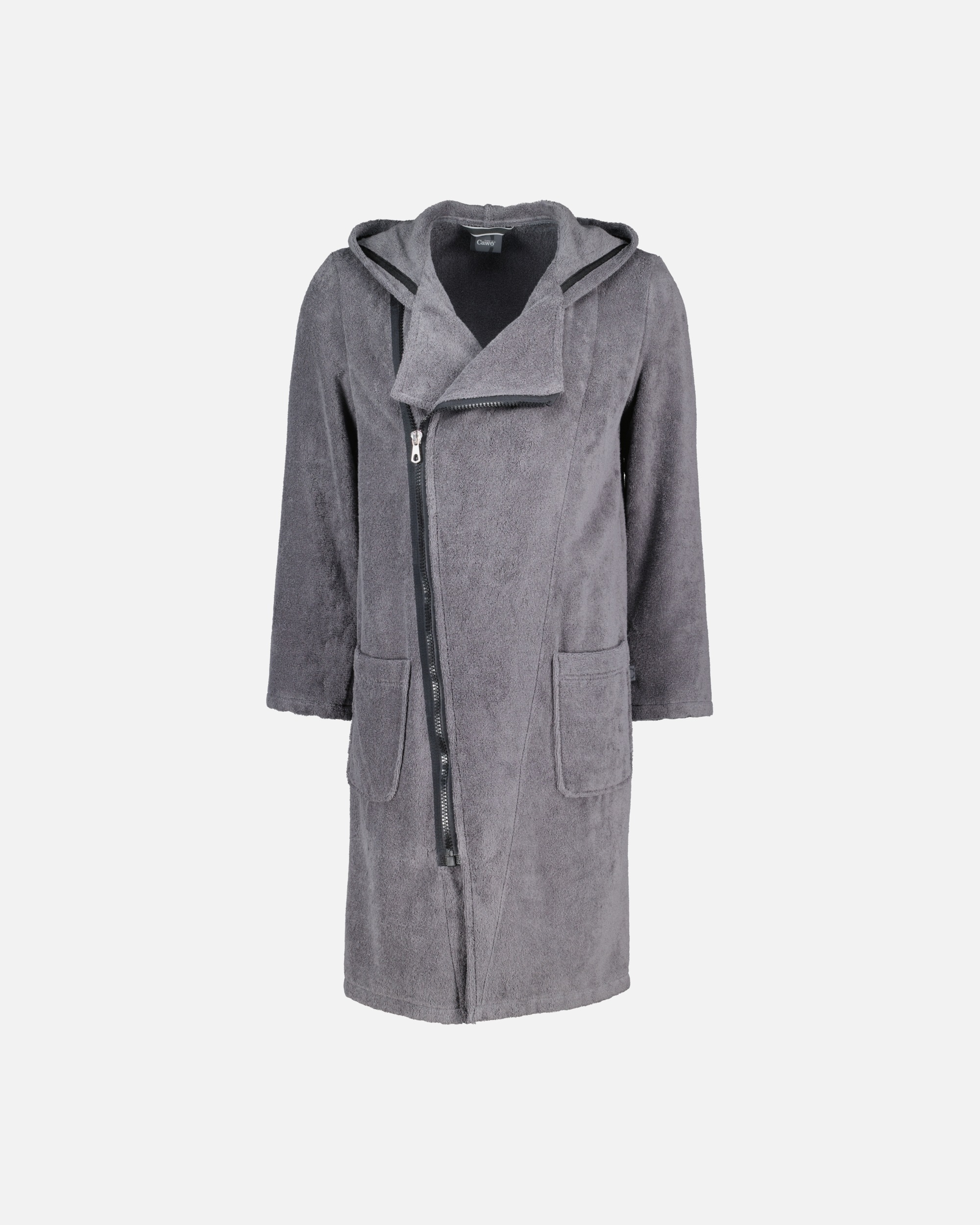 Bademantel für Männlich Cawö Cawö Bademäntel Herren Kapuze New Zipper 6516 anthrazit-schwarz - 774 S