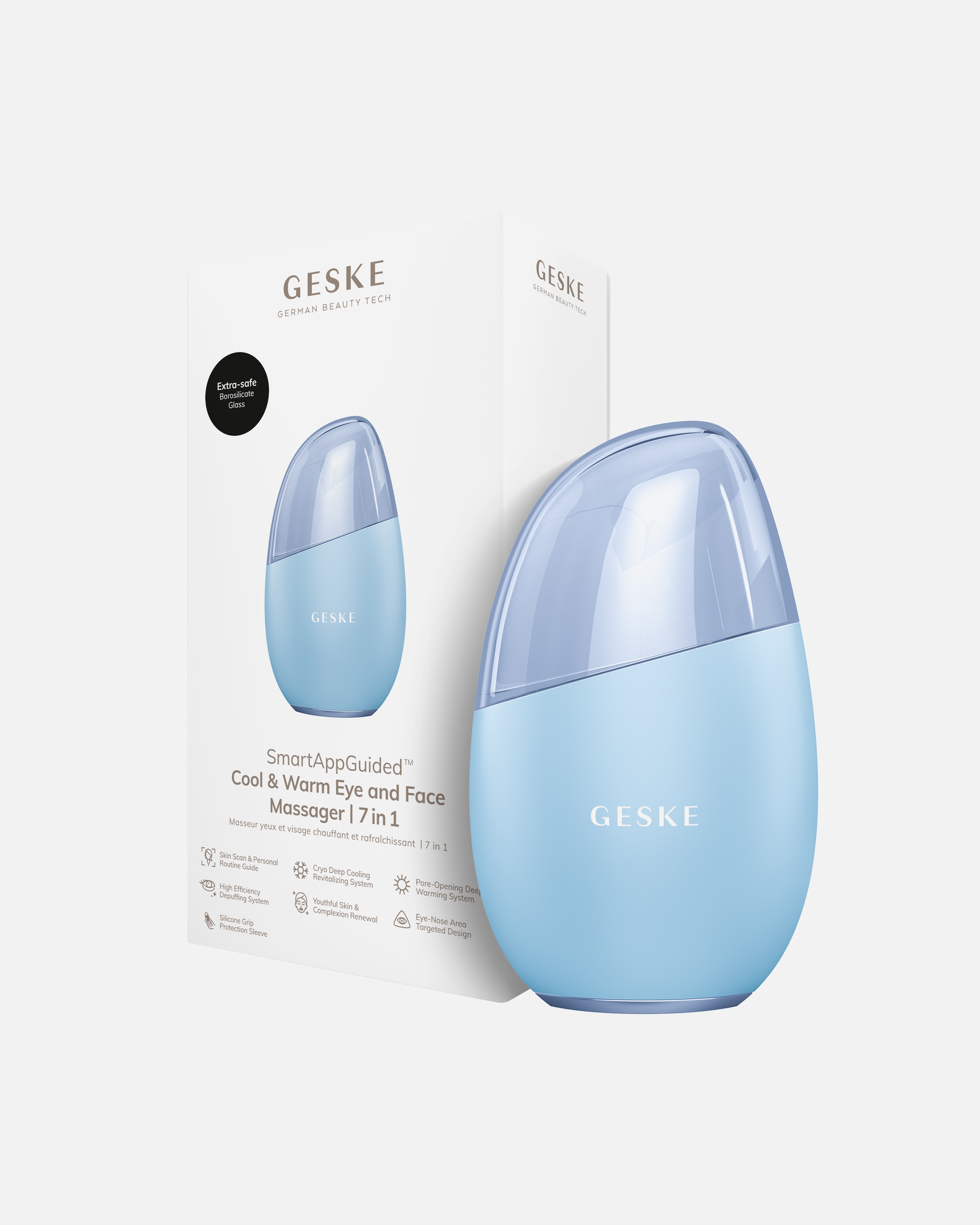 Elektrisches Gesichtsmassagegerät für Unisex GESKE GESKE SmartAppGuided™ Cool & Warm Eye & Face Massager | 7 in 1 Aquamarine