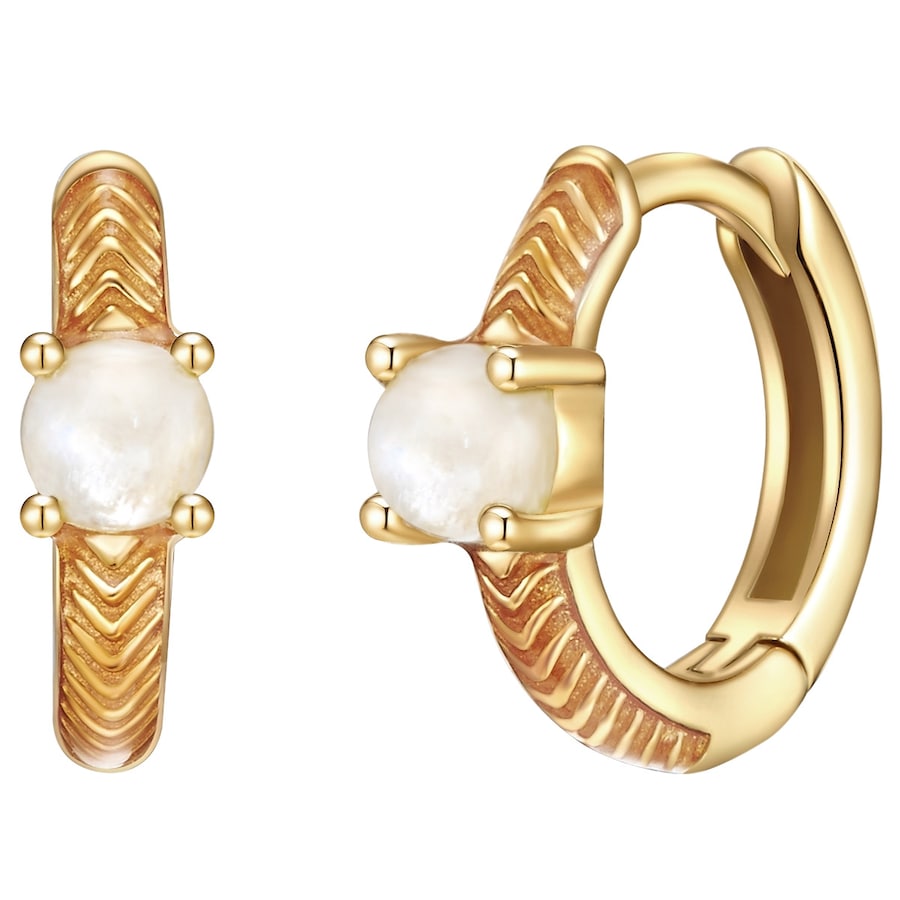 Glanzstücke München Creolen Sterling Silber Mondstein in Gelbgold 11,3 mm Damen