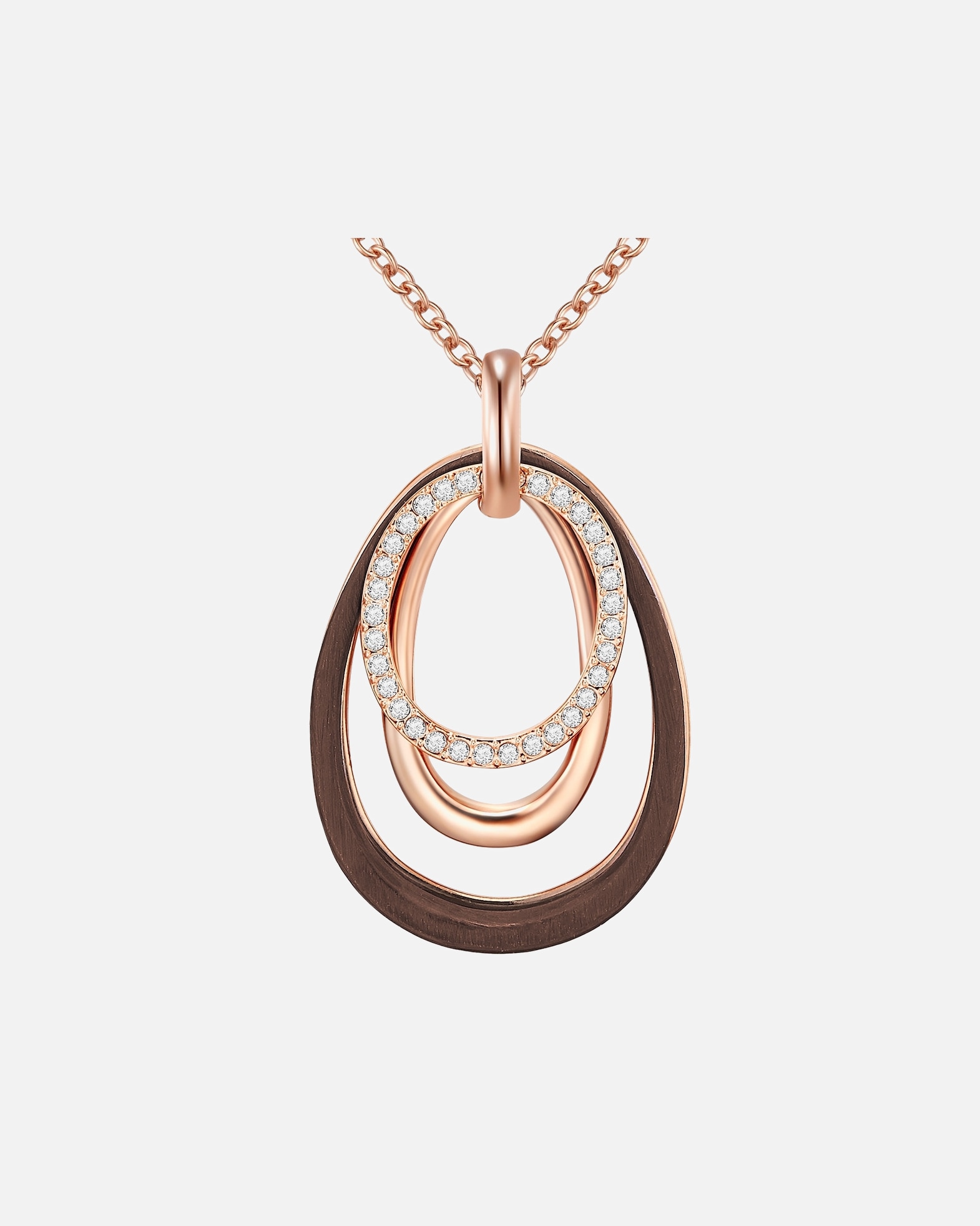 Halskette für Weiblich Lulu & Jane Halskette Metall-Legierung verziert mit Kristallen von Swarovski ® in Roségold 56,0 cm Basiskette + 8,0 cm Verlängerung