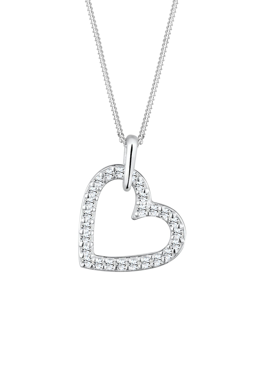 Elli Herz Funkelnd 925 Silber, mit Kristallen von Swarovski Weiß Damen