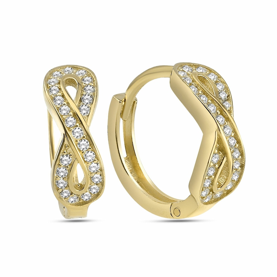 dKeniz Creolen 925/- Sterling Silber Zirkonia weiß Gold Weiss Damen