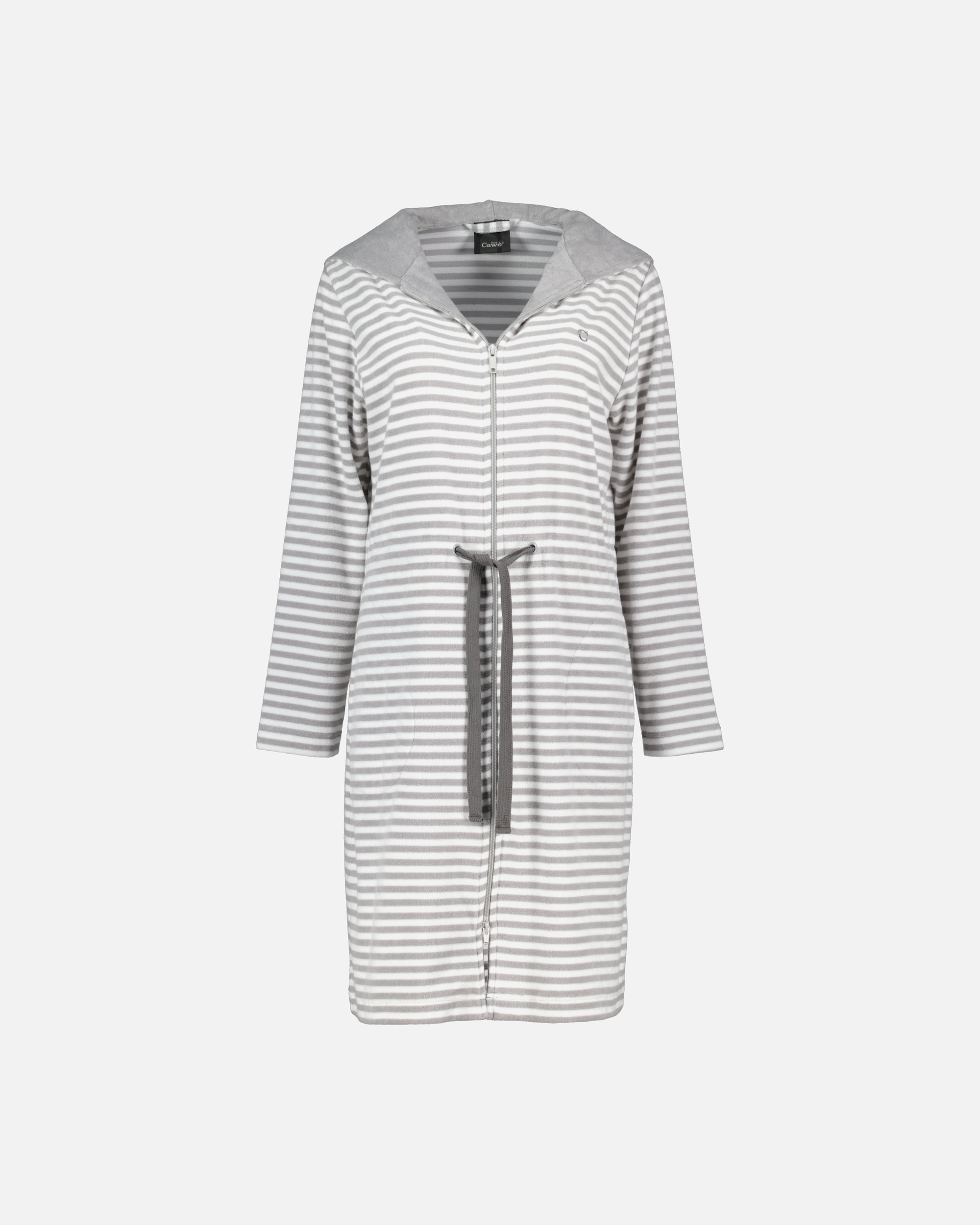 Bademantel für Weiblich Cawö Cawö Bademäntel Damen Kurzmantel mit Kapuze Campus 834 platin - 76 M
